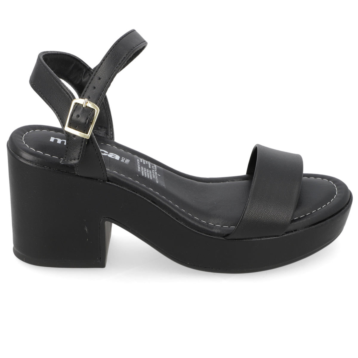 Sandalia Taco Ancho Medio Negro Moleca Ecocuero 34 / Negro