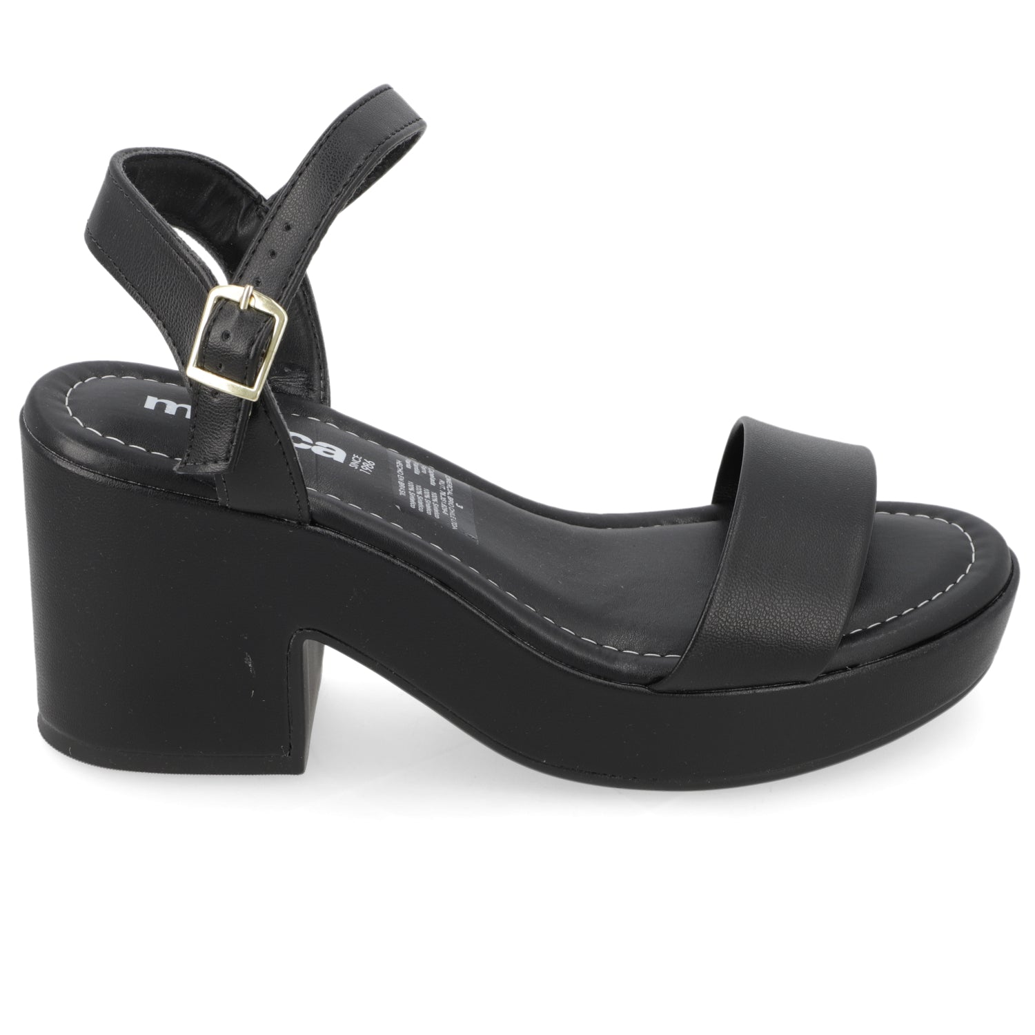 Sandalia Taco Ancho Medio Negro Moleca Ecocuero 34 / Negro