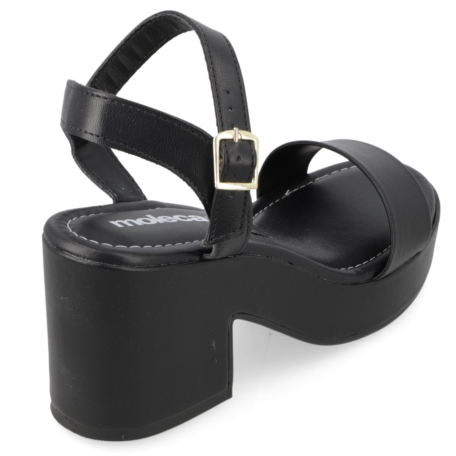 Sandalia Taco Ancho Medio Negro Moleca Ecocuero 34 / Negro