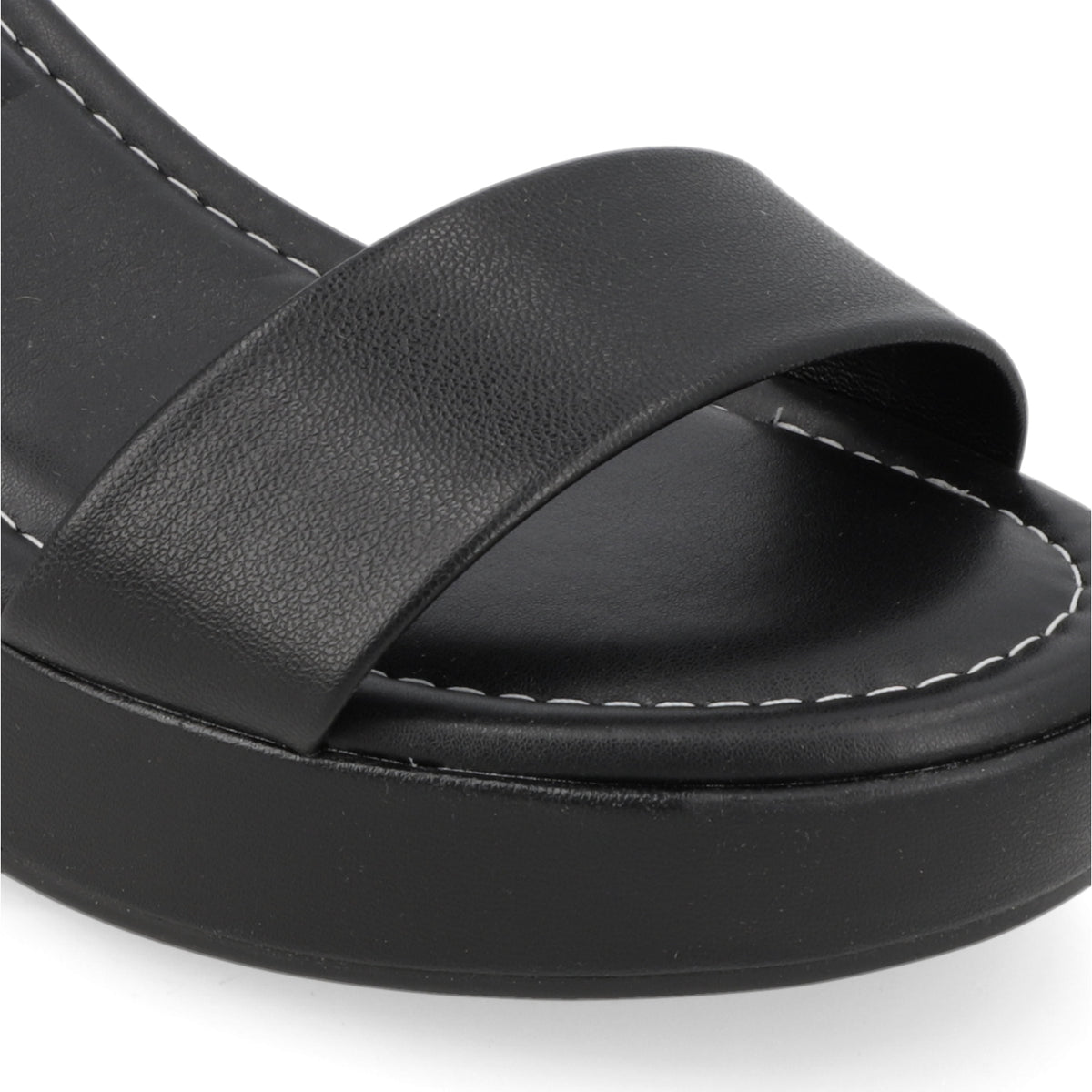 Sandalia Taco Ancho Medio Negro Moleca Ecocuero 34 / Negro