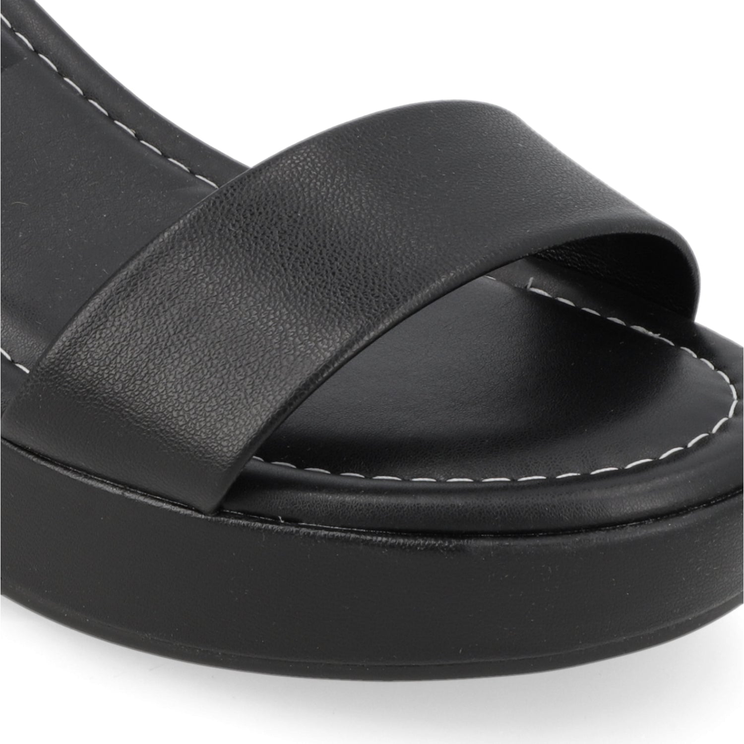 Sandalia Taco Ancho Medio Negro Moleca Ecocuero 34 / Negro