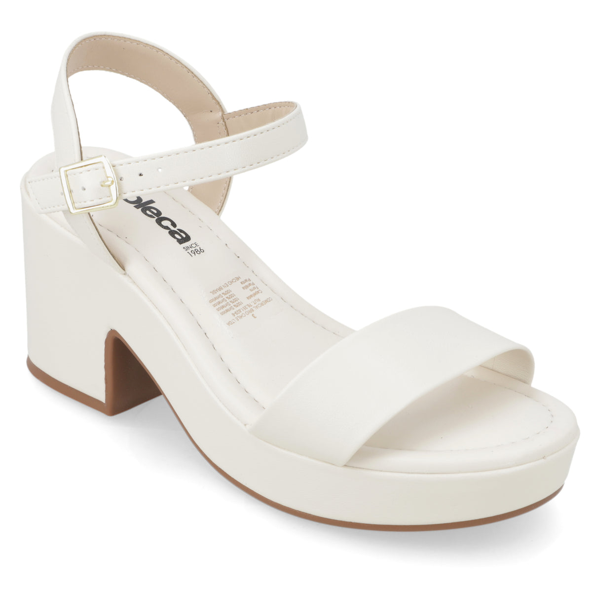 Sandalia Taco Ancho Medio Blanco OFF Moleca Ecocuero 34 / Blanco OFF