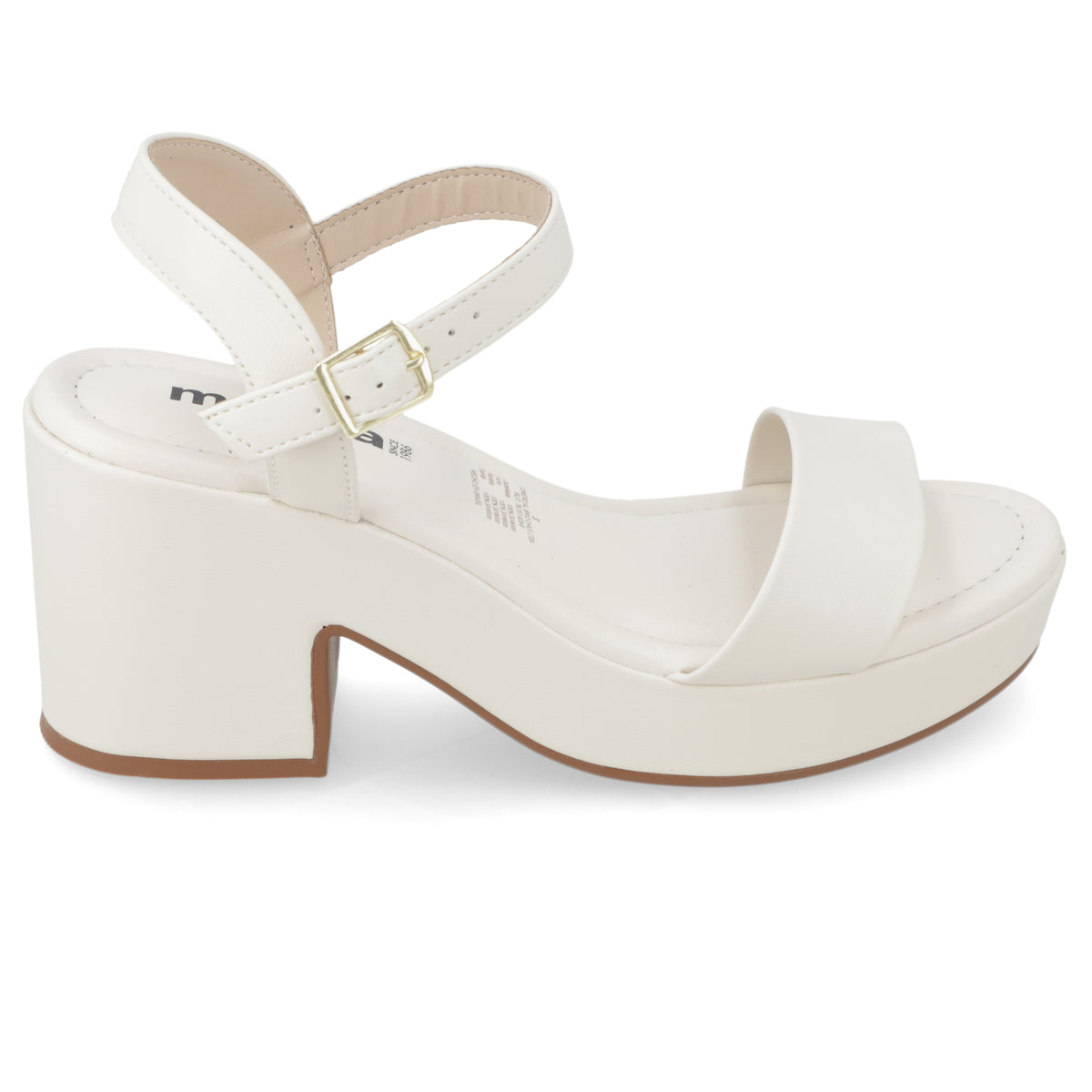 Sandalia Taco Ancho Medio Blanco OFF Moleca Ecocuero 34 / Blanco OFF