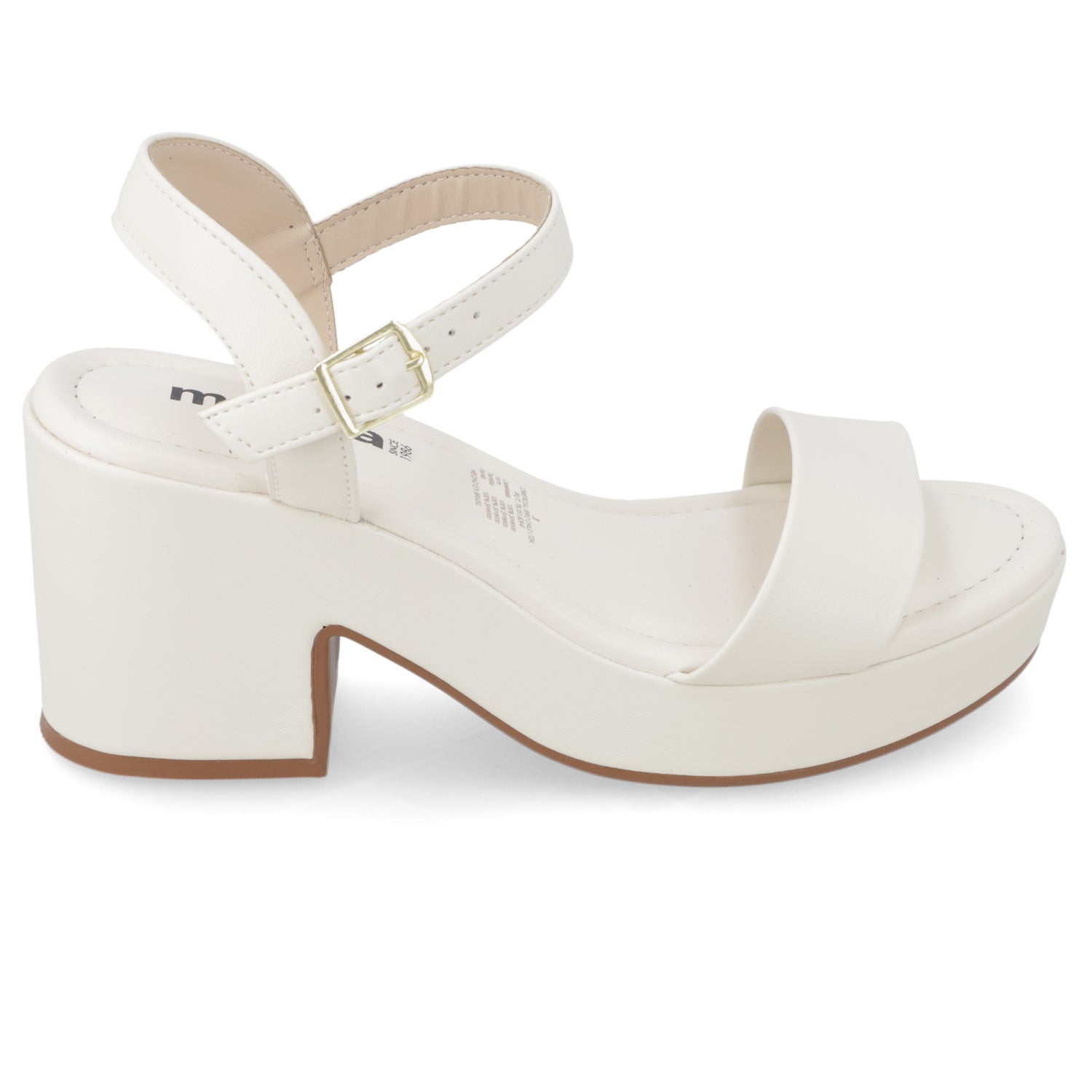 Sandalia Taco Ancho Medio Blanco OFF Moleca Ecocuero 34 / Blanco OFF