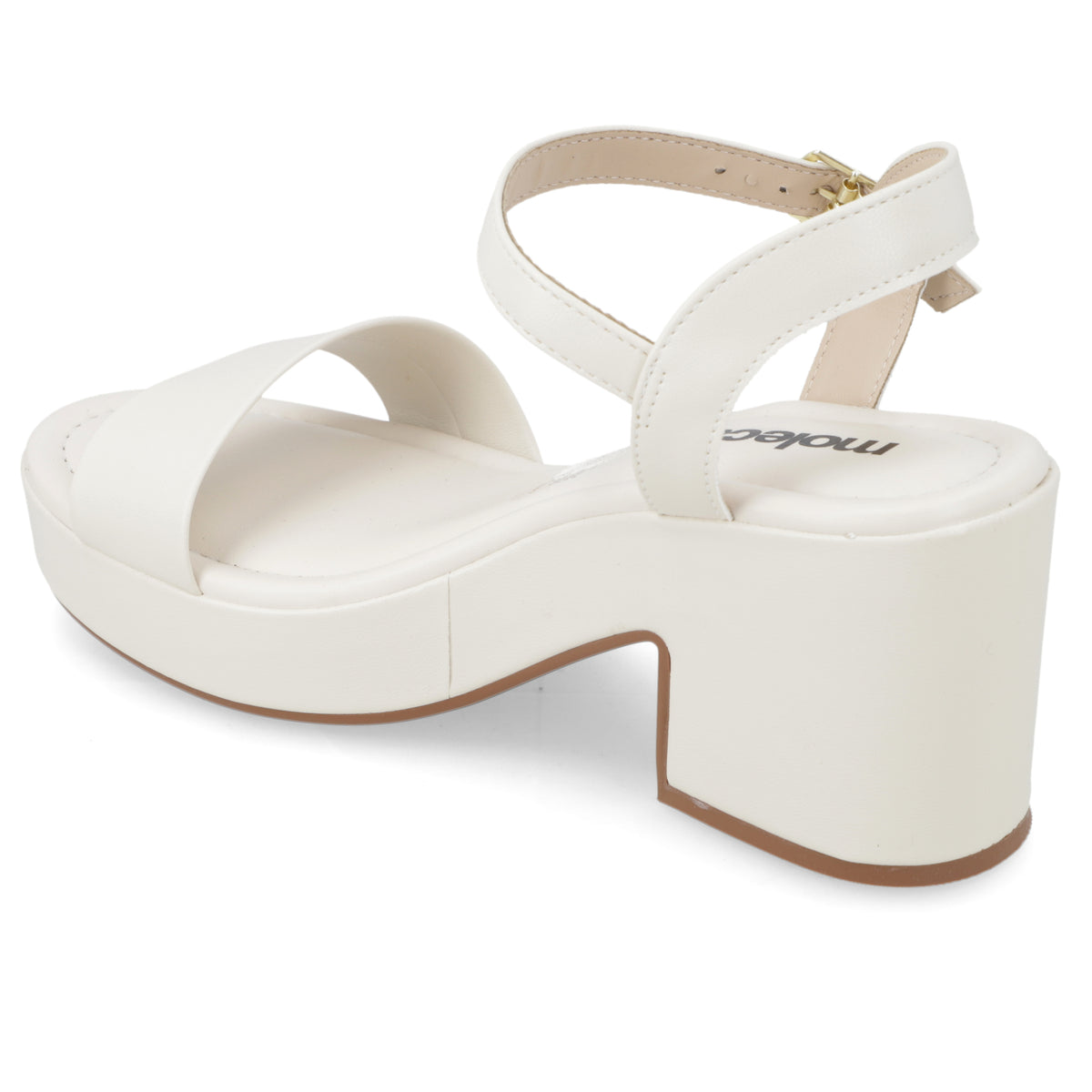 Sandalia Taco Ancho Medio Blanco OFF Moleca Ecocuero 34 / Blanco OFF