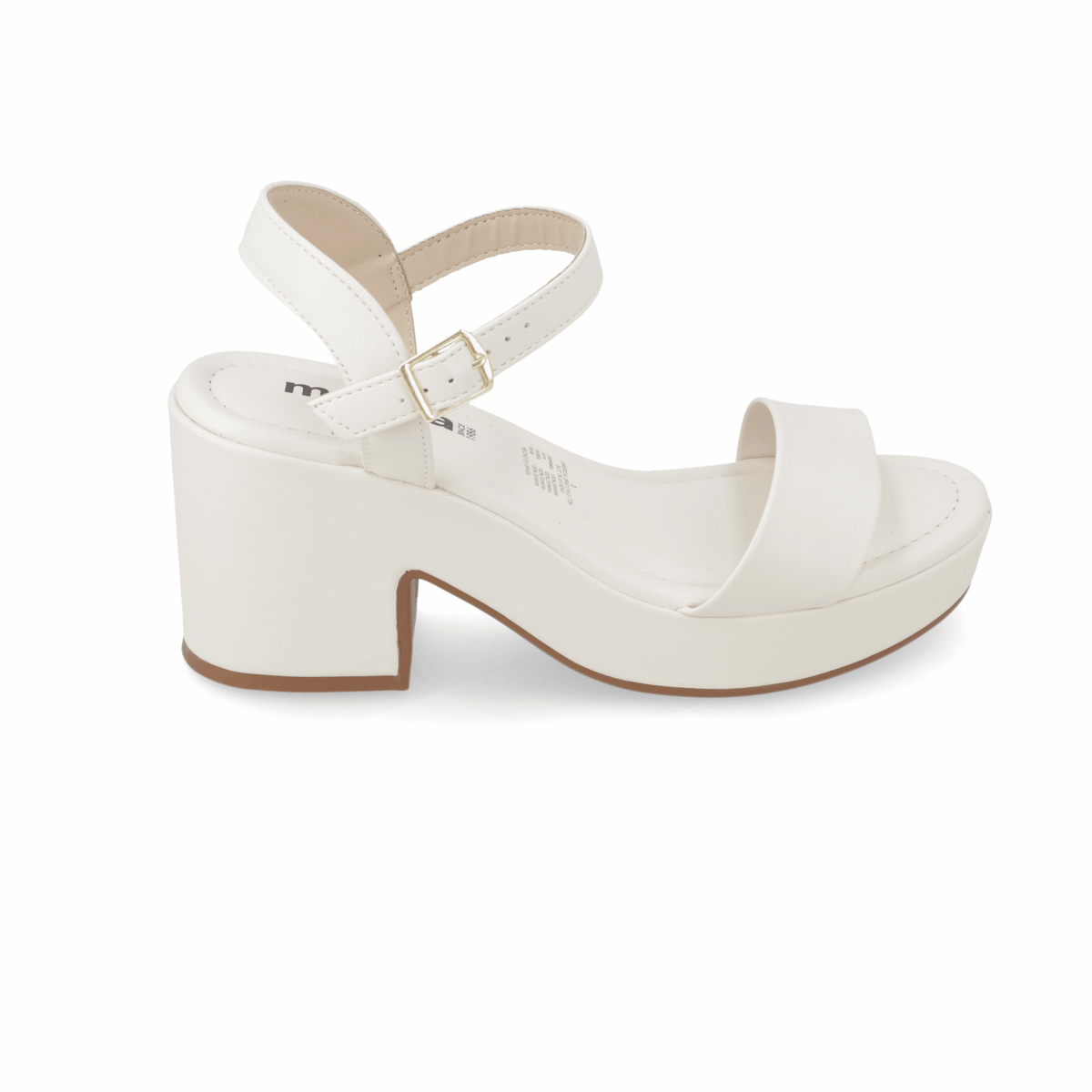 Sandalia Taco Ancho Medio Blanco OFF Moleca Ecocuero 34 / Blanco OFF