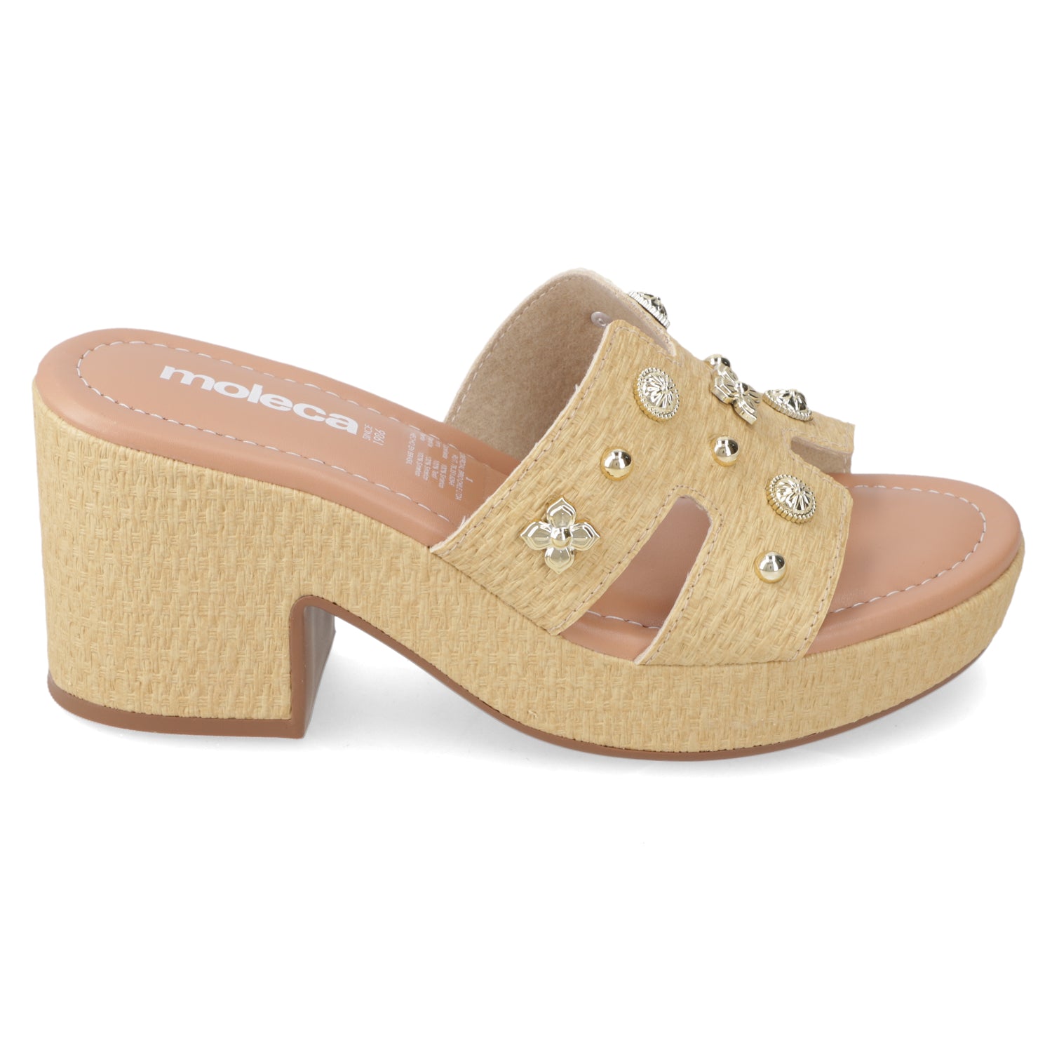 Sandalia Taco Ancho Medio Arena Moleca 34 / Arena