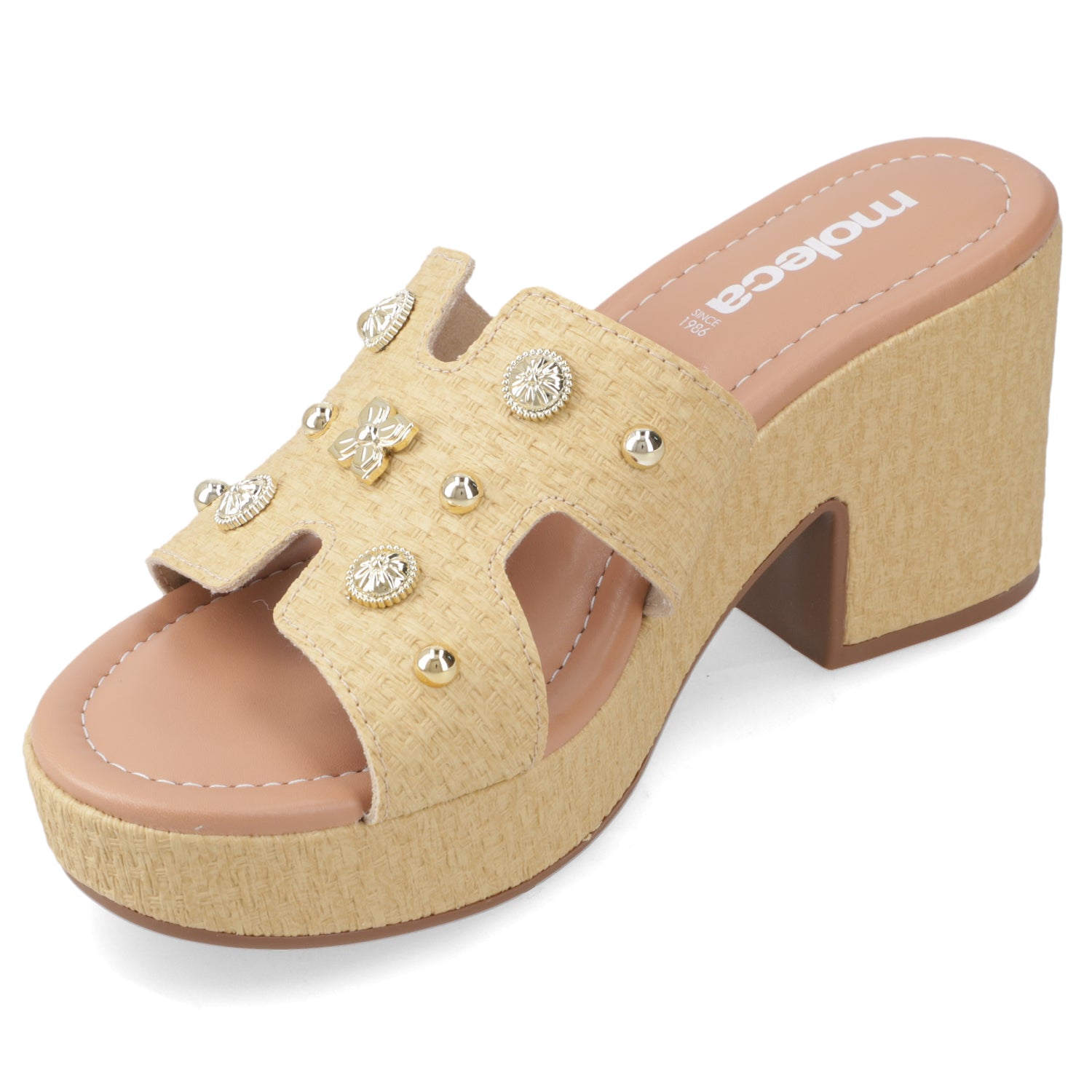 Sandalia Taco Ancho Medio Arena Moleca 34 / Arena