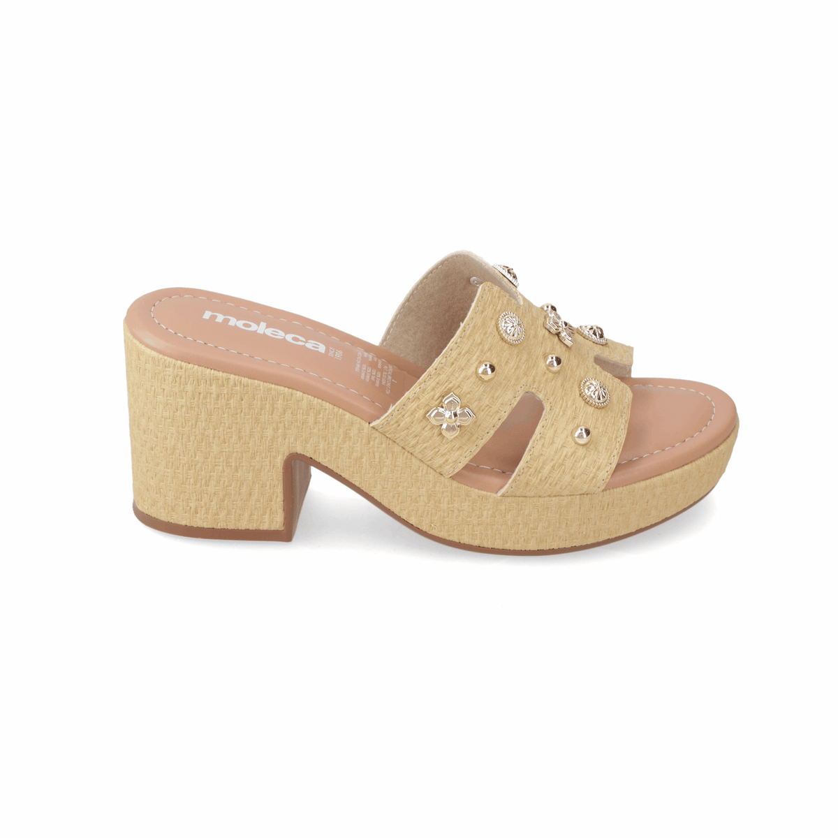 Sandalia Taco Ancho Medio Arena Moleca 34 / Arena