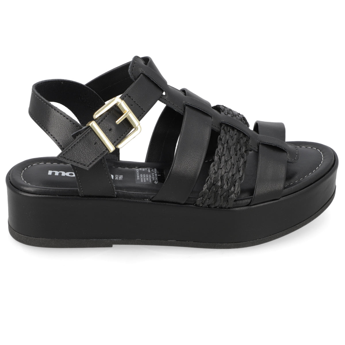 Sandalia Plataforma Negro Moleca Ecocuero 35 / Negro