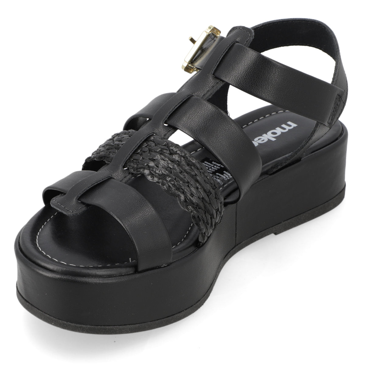 Sandalia Plataforma Negro Moleca Ecocuero 35 / Negro
