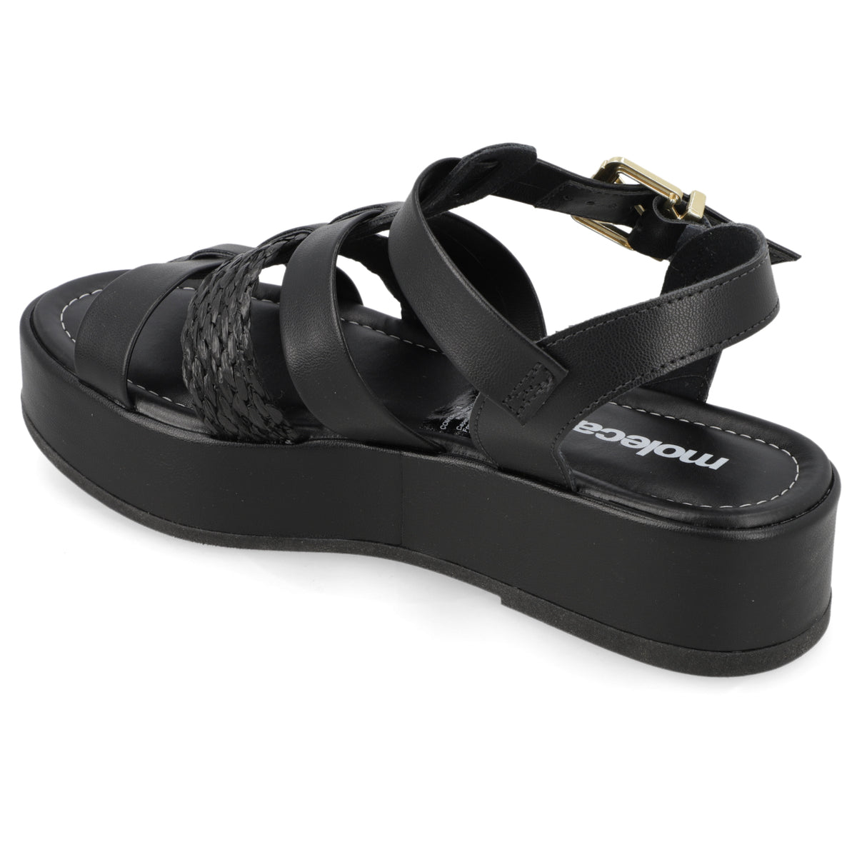 Sandalia Plataforma Negro Moleca Ecocuero 35 / Negro