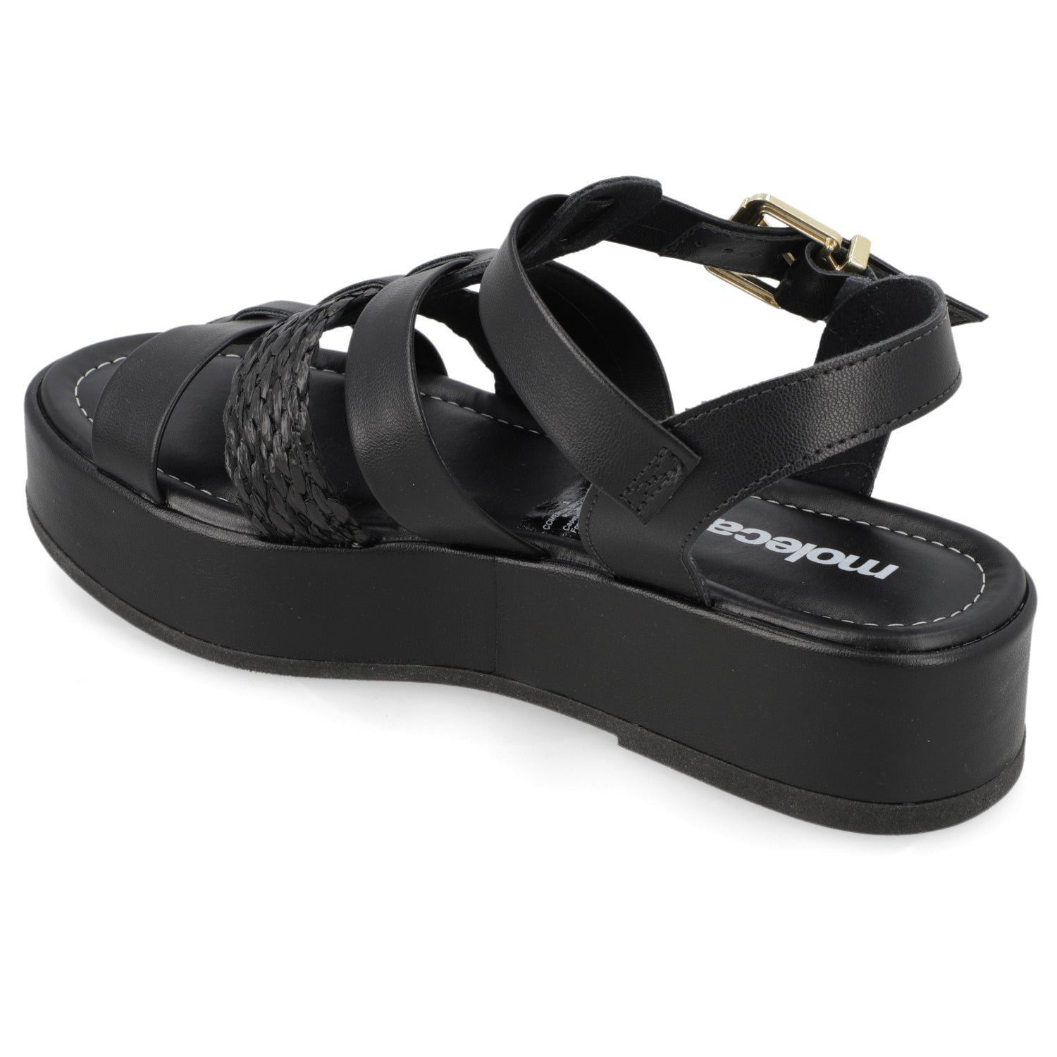 Sandalia Plataforma Negro Moleca Ecocuero 35 / Negro