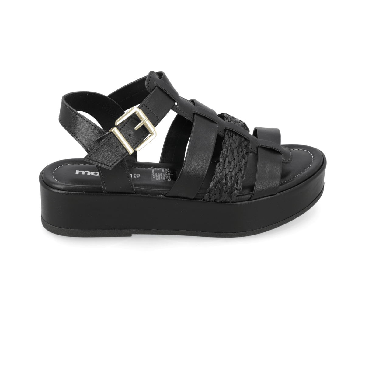 Sandalia Plataforma Negro Moleca Ecocuero 35 / Negro