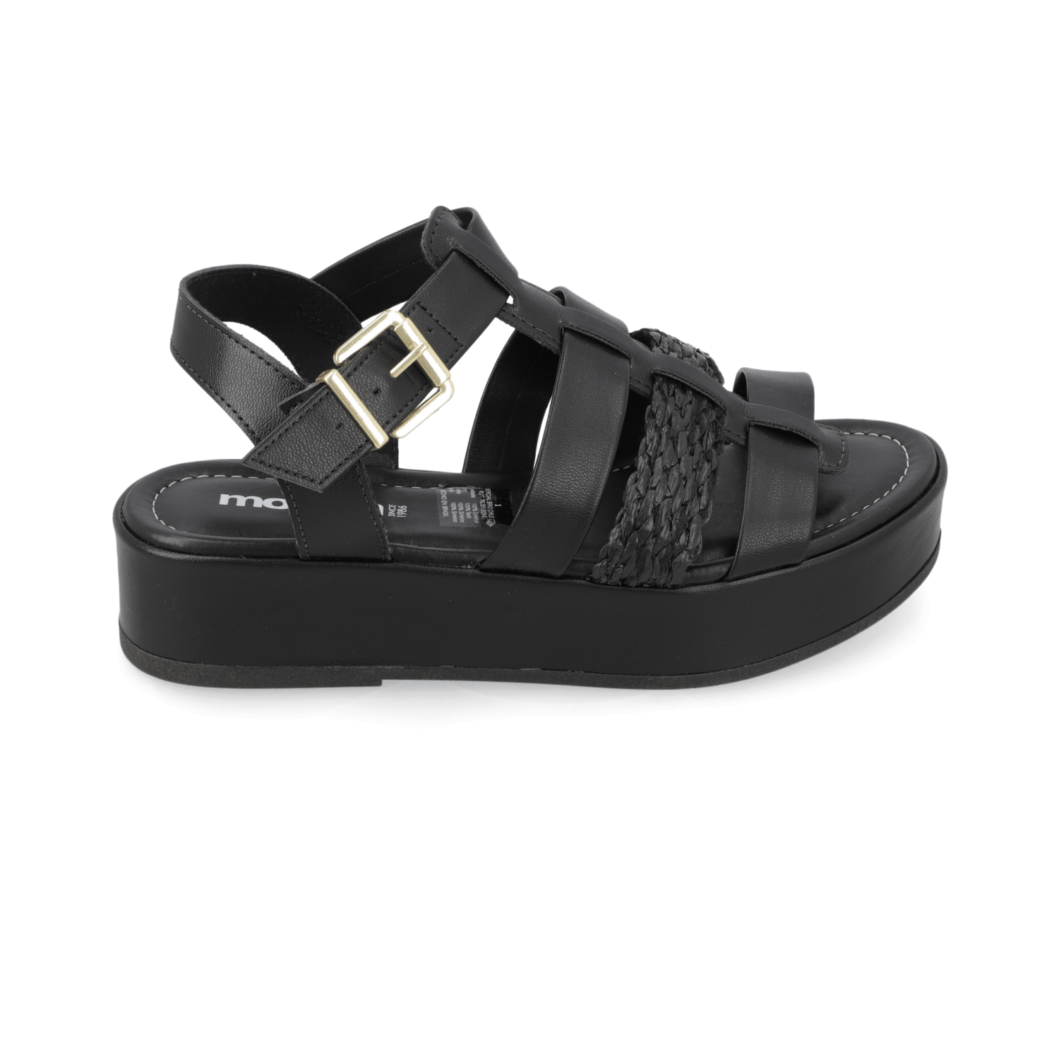 Sandalia Plataforma Negro Moleca Ecocuero 35 / Negro