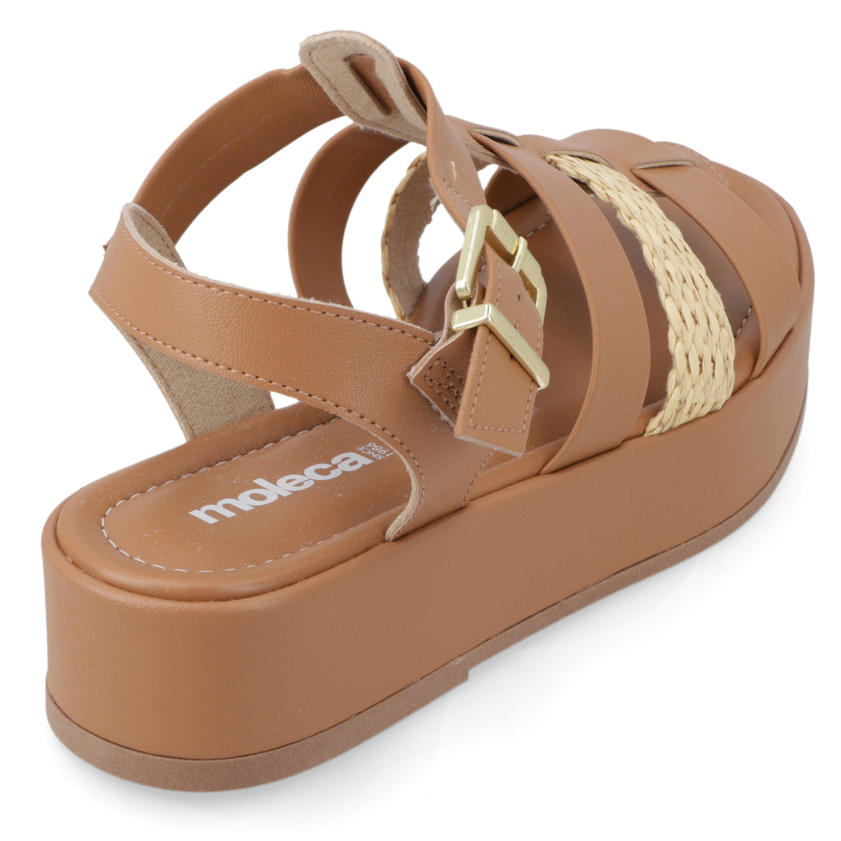 Sandalia Plataforma Camel Moleca Ecocuero 35 / Camel