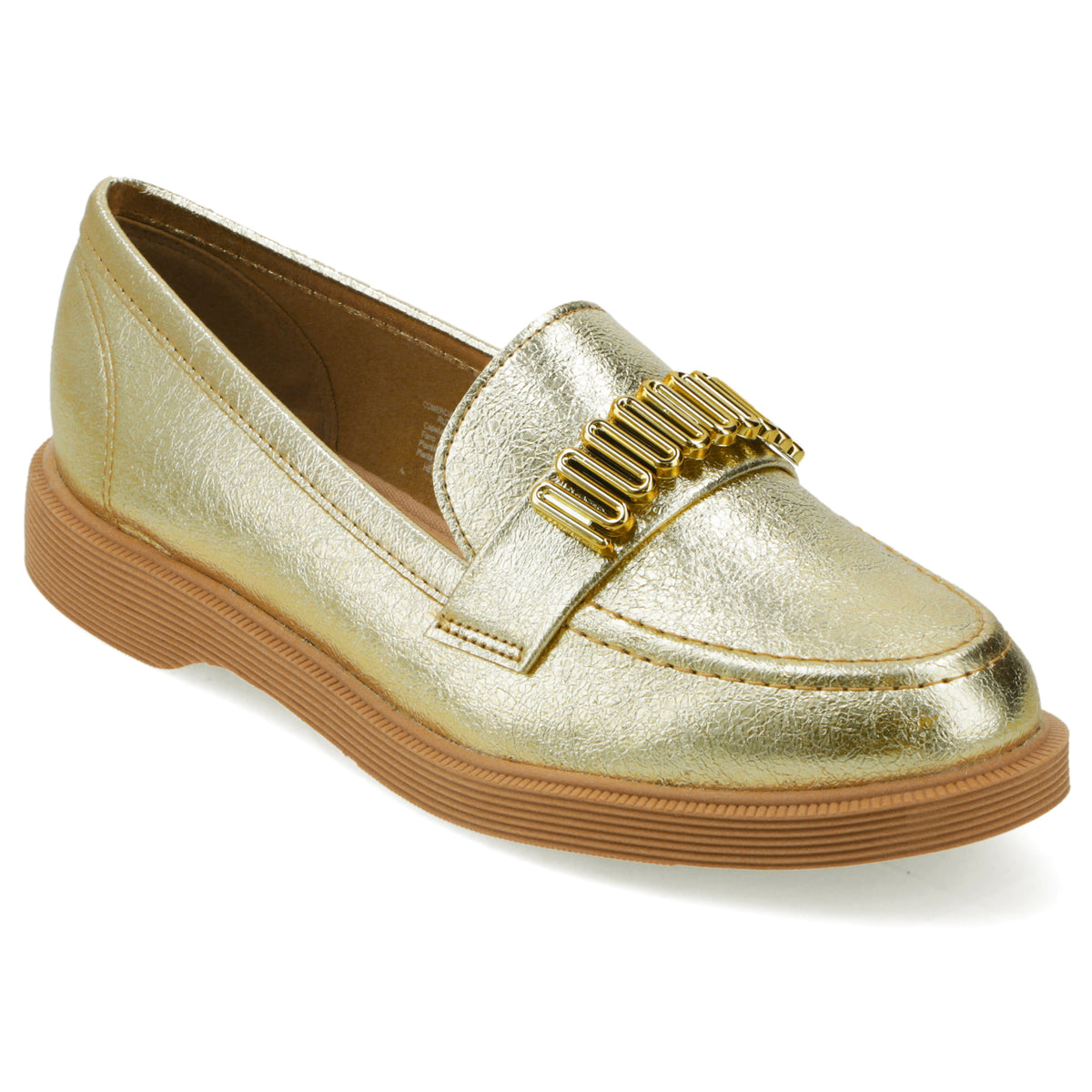 Mocasin Moleca Metalizados Dorado