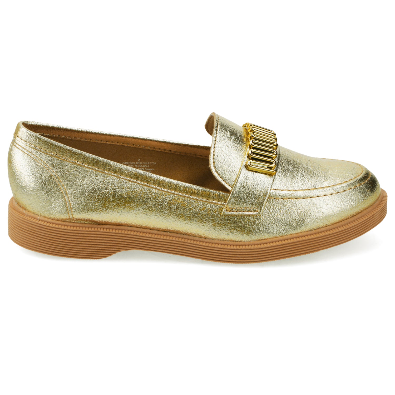 Mocasin Moleca Metalizados Dorado