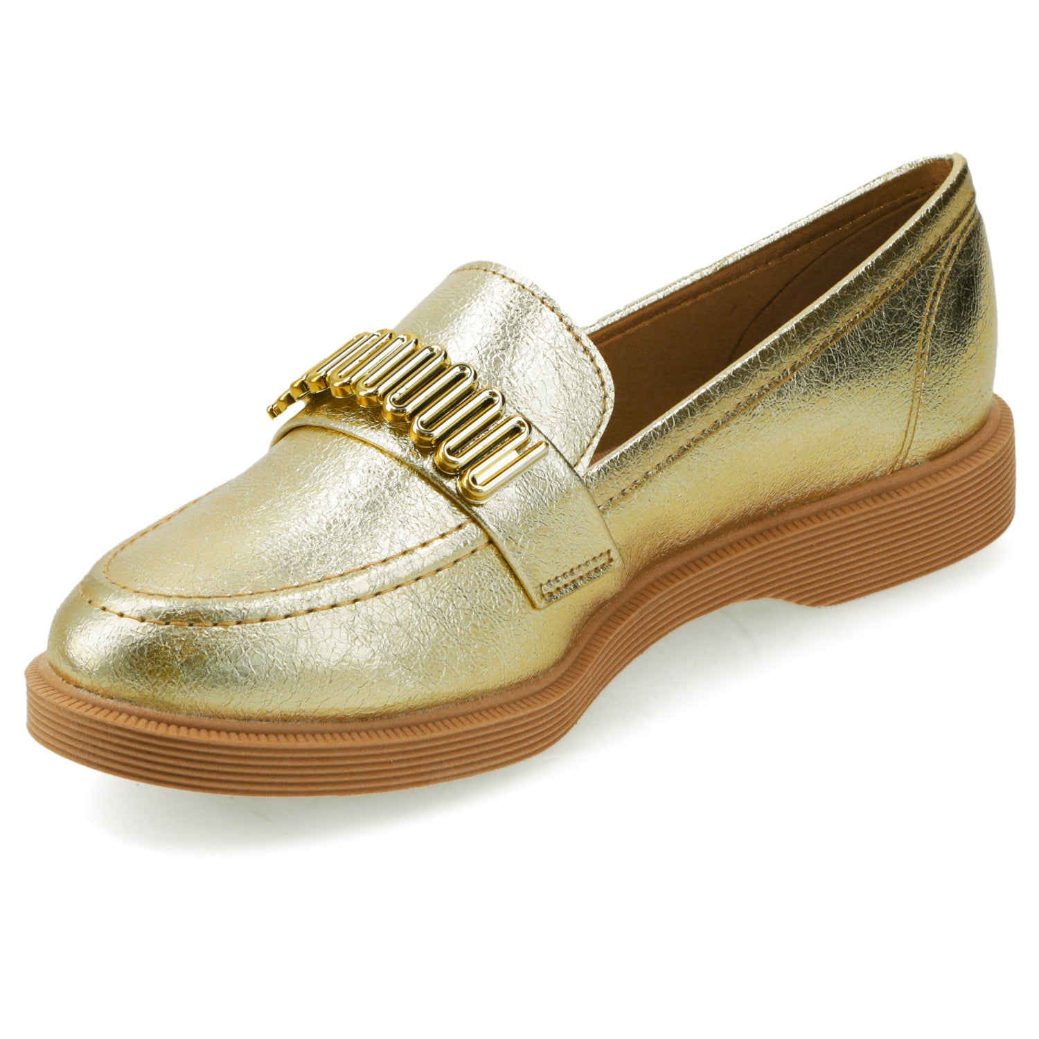 Mocasin Moleca Metalizados Dorado