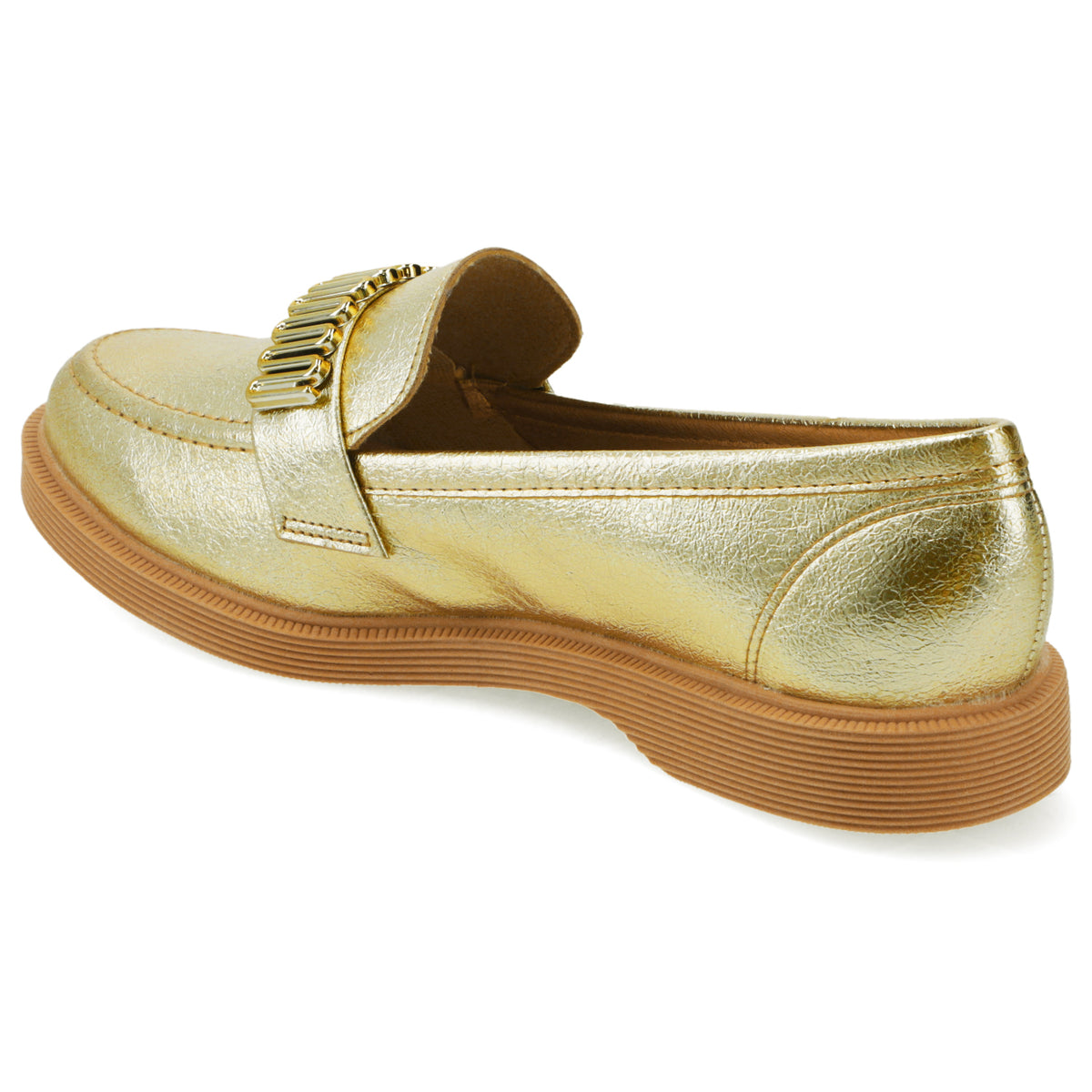 Mocasin Moleca Metalizados Dorado