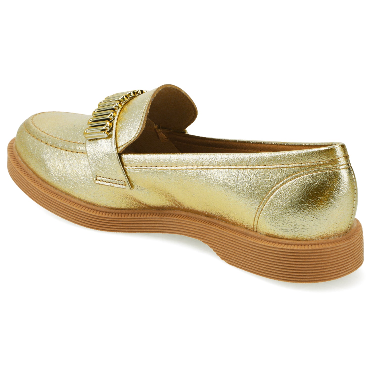 Mocasin Moleca Metalizados Dorado