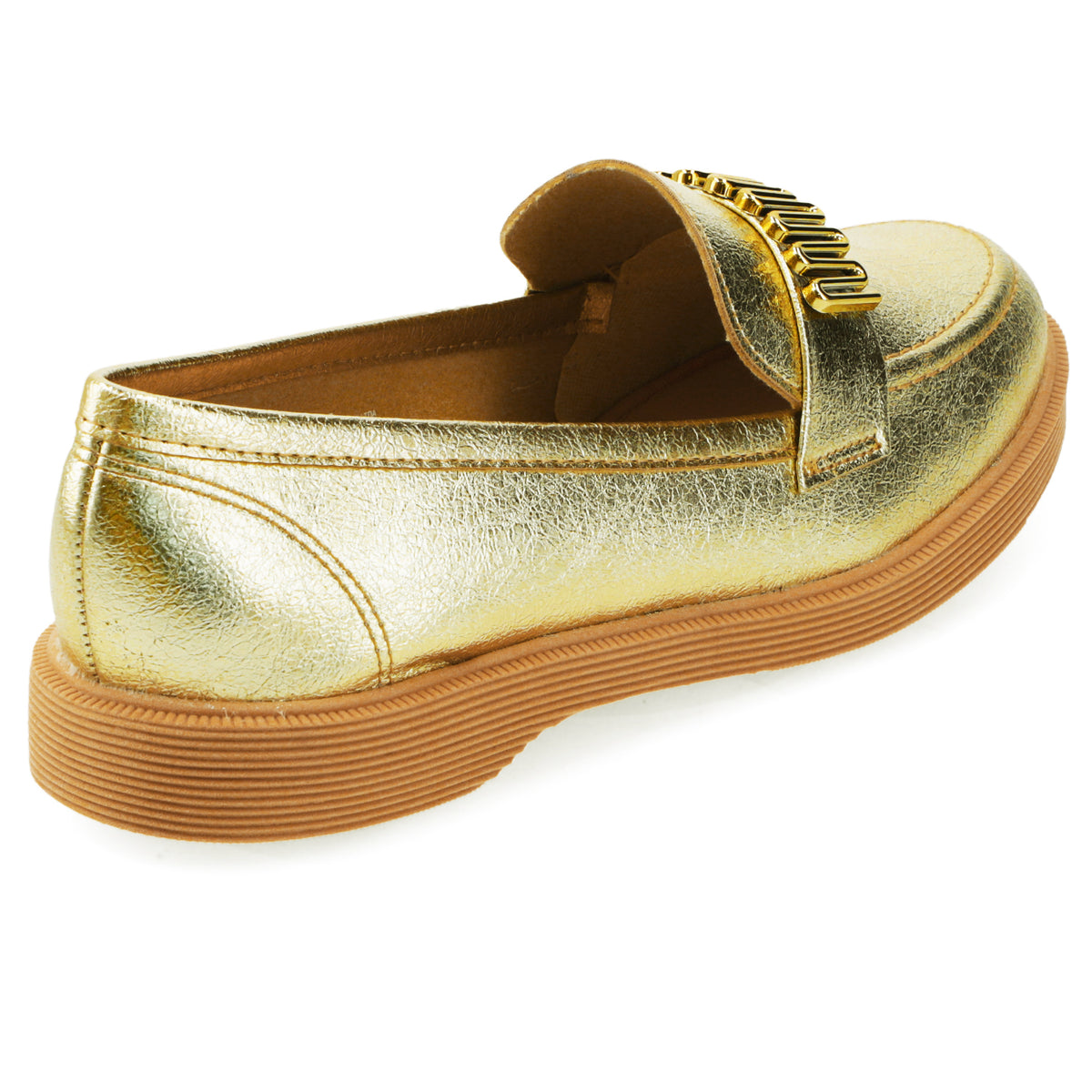 Mocasin Moleca Metalizados Dorado