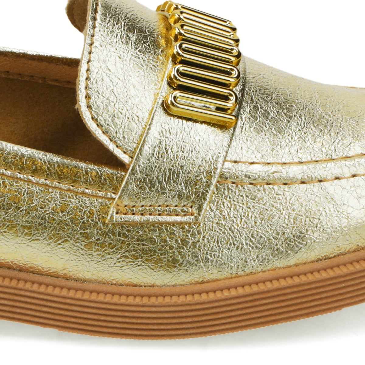 Mocasin Moleca Metalizados Dorado