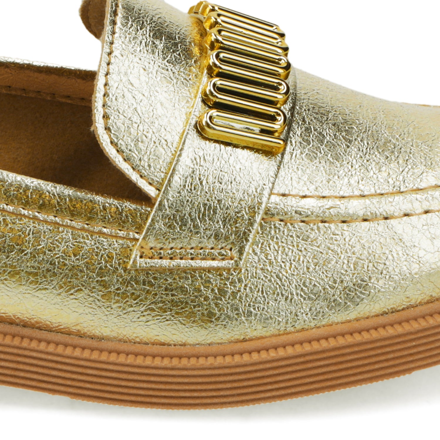 Mocasin Moleca Metalizados Dorado