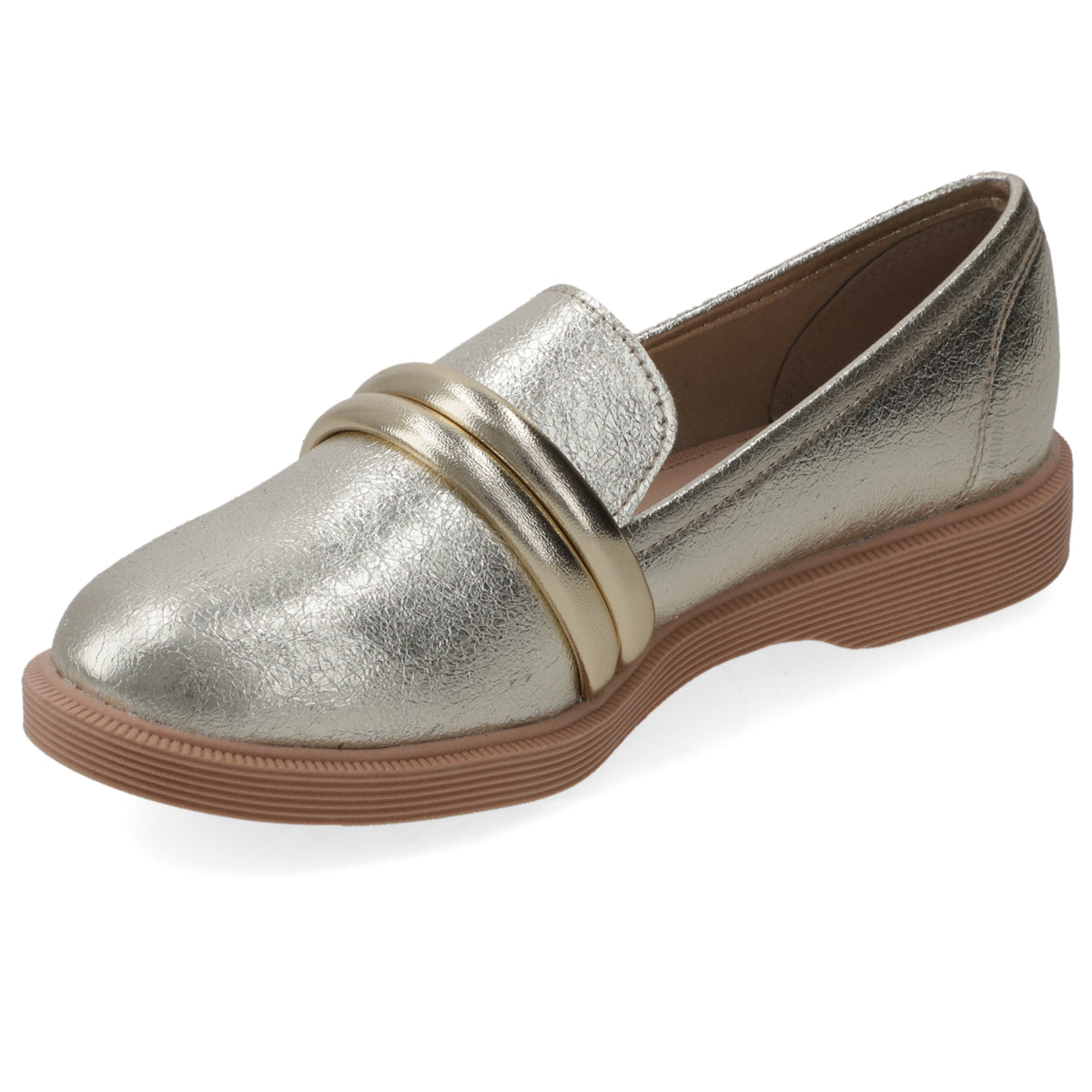 Mocasin Moleca Metalizados Dorado