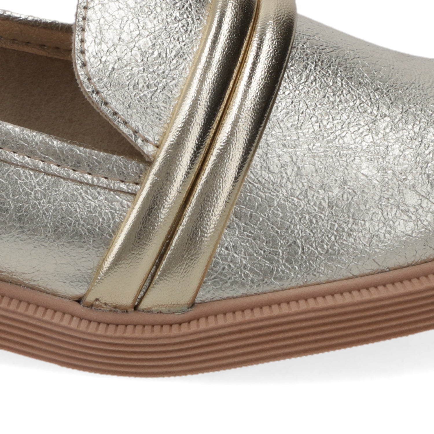 Mocasin Moleca Metalizados Dorado
