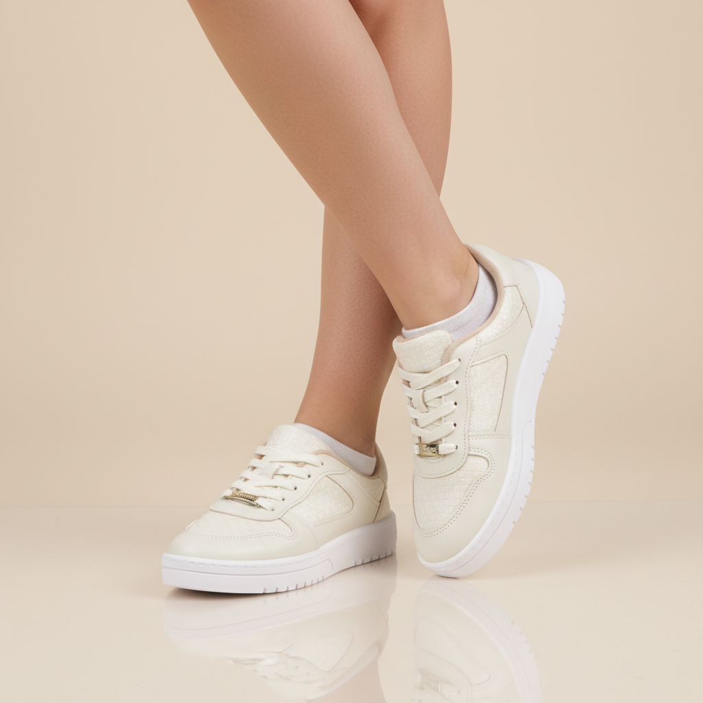 Zapatilla Casual Eco Cuero Moleca Blanco 35 / Blanco