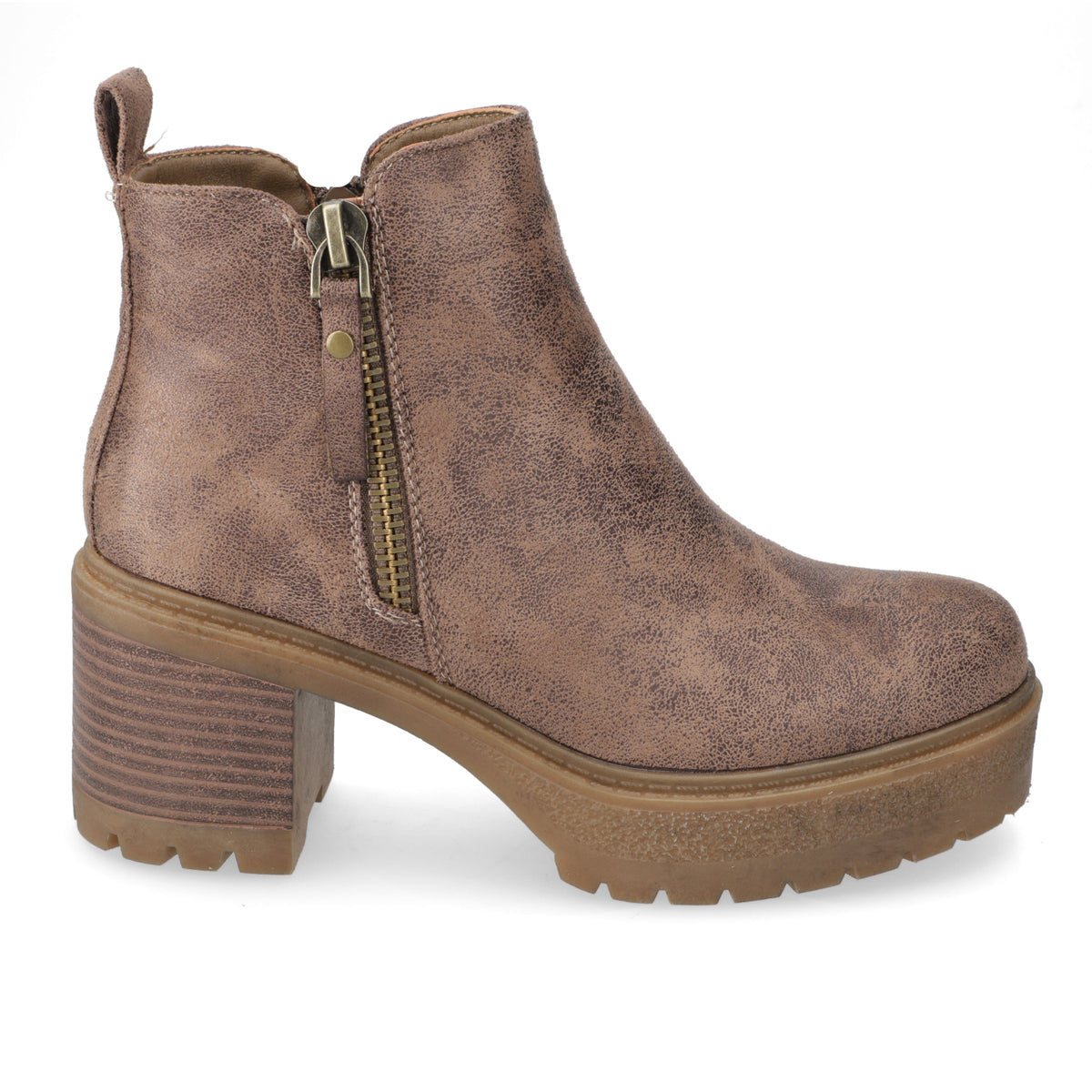 Botin Taco Ancho 7 cm Taupe Agua de Coco 35 / Taupe