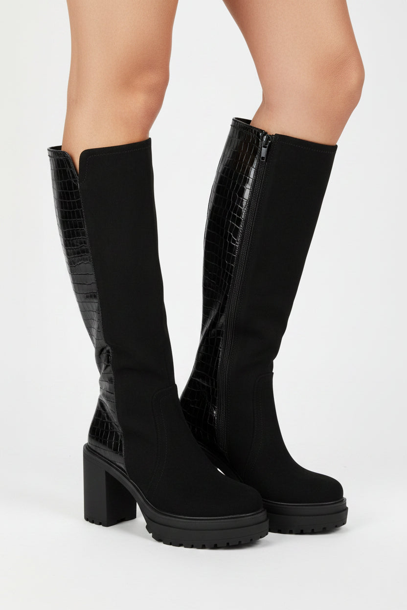 Bota Taco Ancho 10 cm Negro Agua de Coco 35 / Negro