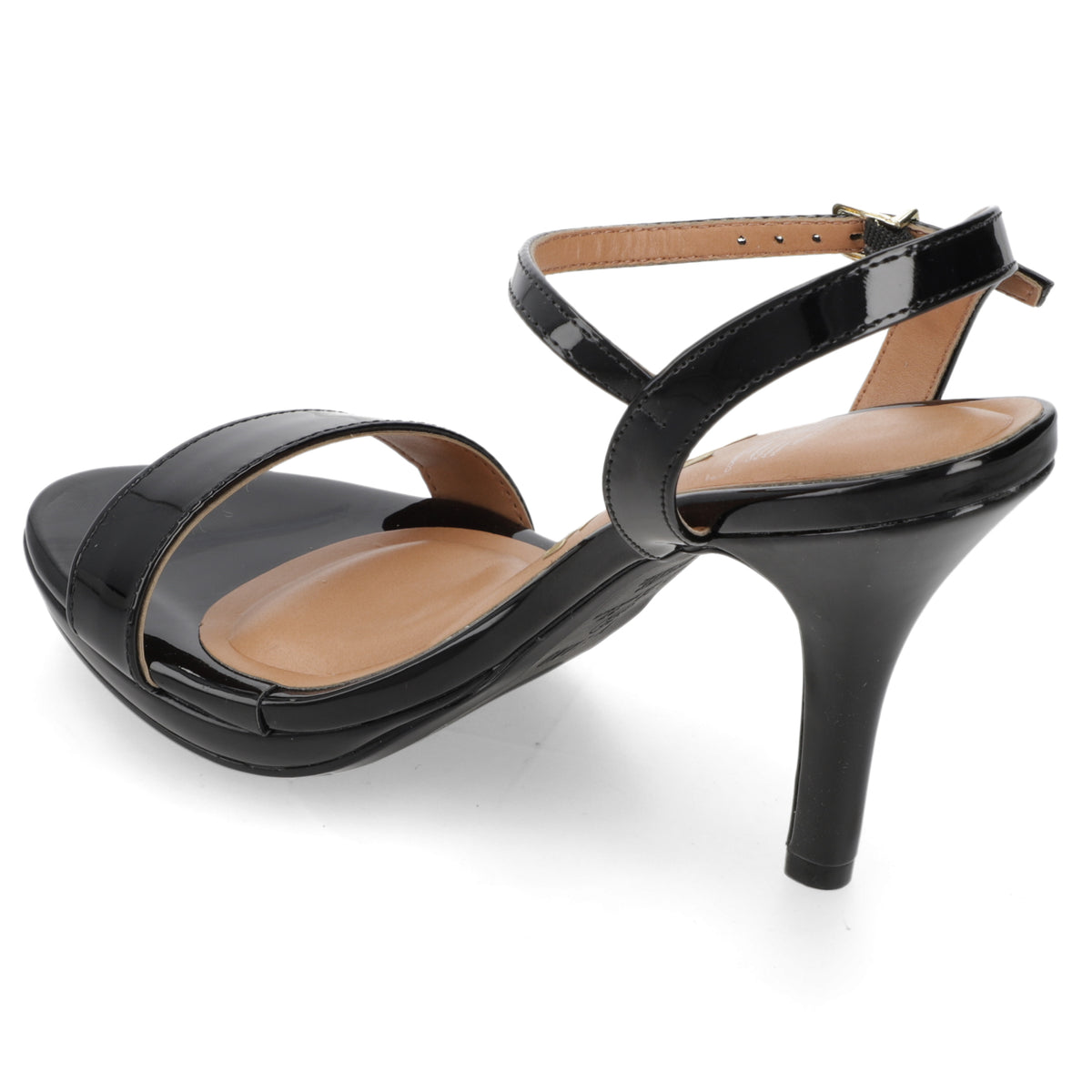 Sandalia Taco Aguja Alto Negro Vizzano Efecto Charol 34 / Negro