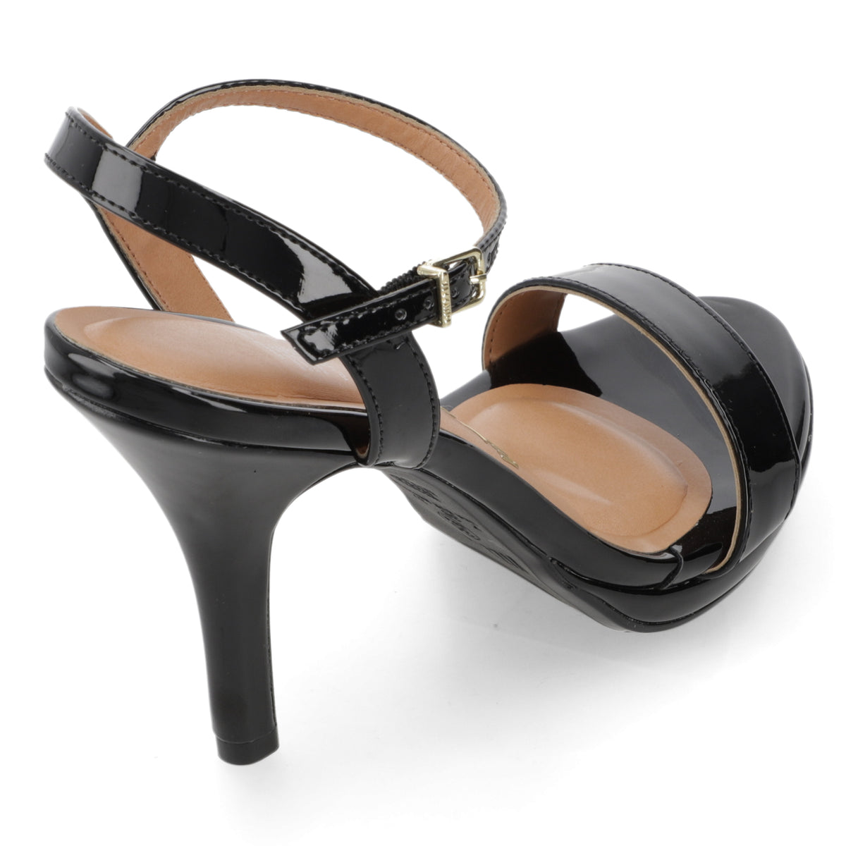 Sandalia Taco Aguja Alto Negro Vizzano Efecto Charol 34 / Negro
