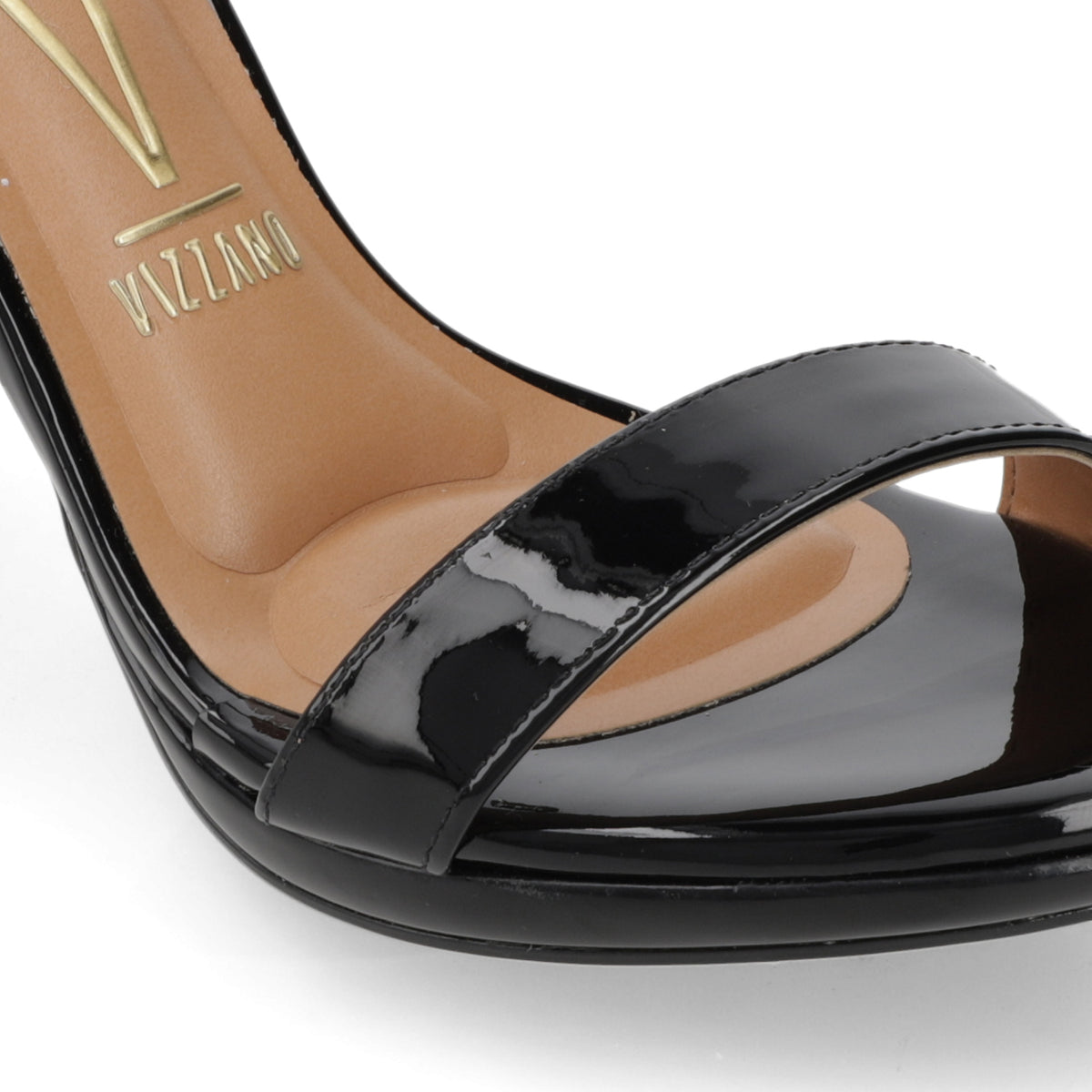 Sandalia Taco Aguja Alto Negro Vizzano Efecto Charol 34 / Negro