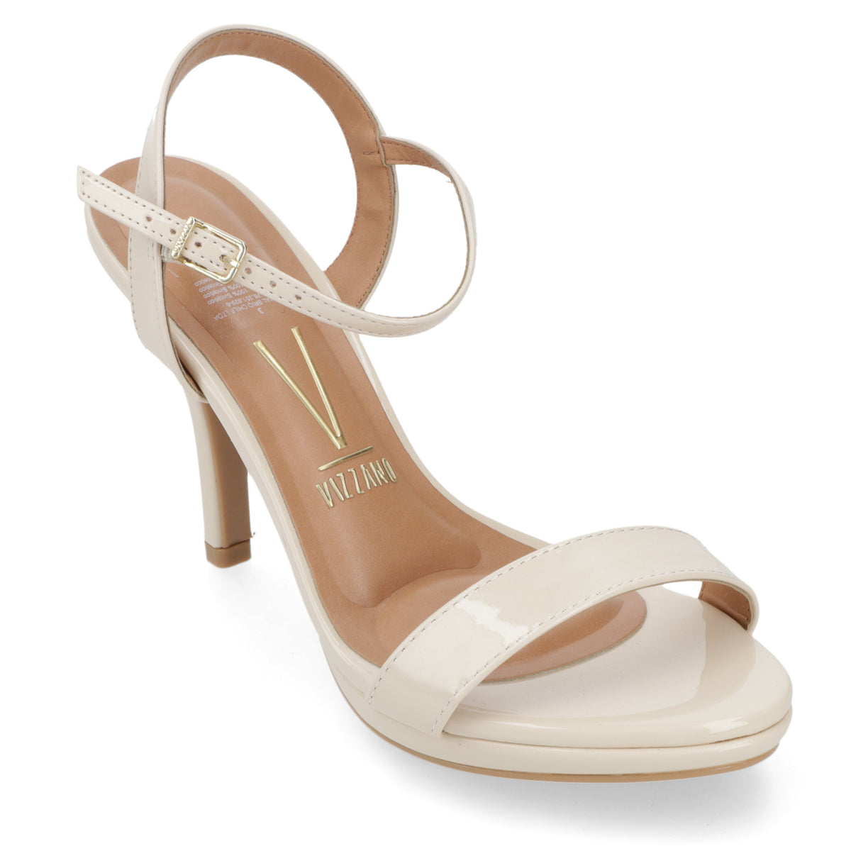 Sandalia Taco Aguja Alto Crema Vizzano Efecto Charol 34 / Crema