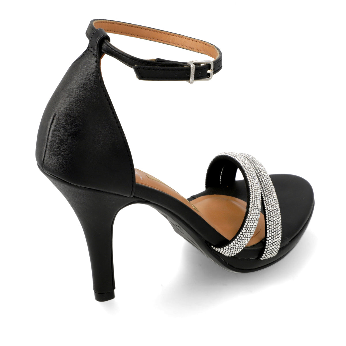 Sandalia Taco Aguja Eco Cuero Negra 6210-1037-26580-86141