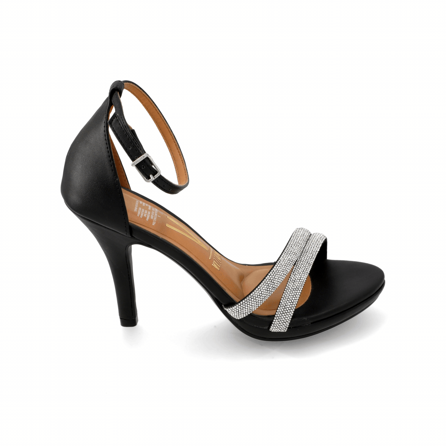 Sandalia Taco Aguja Eco Cuero Negra 6210-1037-26580-86141