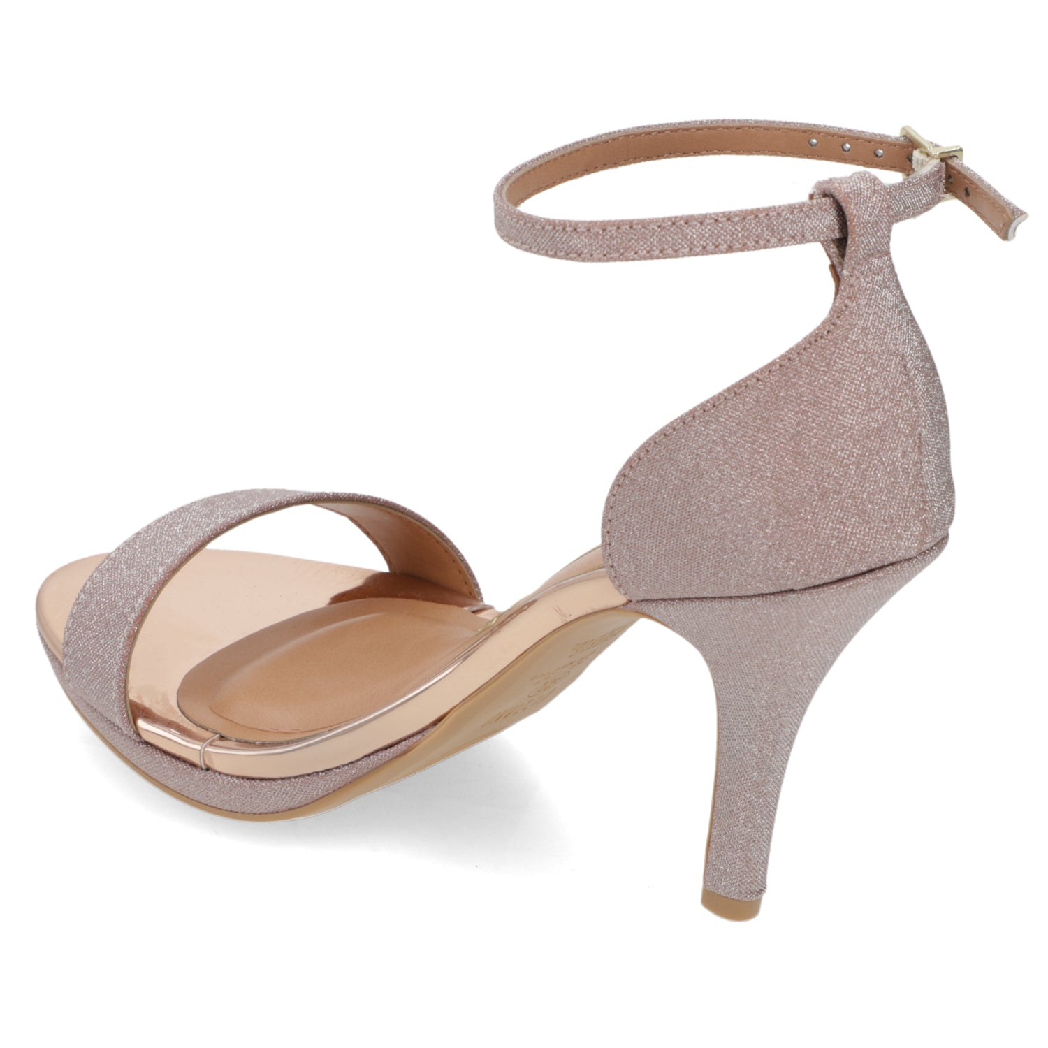 Sandalia Taco Aguja Alto Rose Gold Vizzano Textil Glitter 34 / Rose Gold