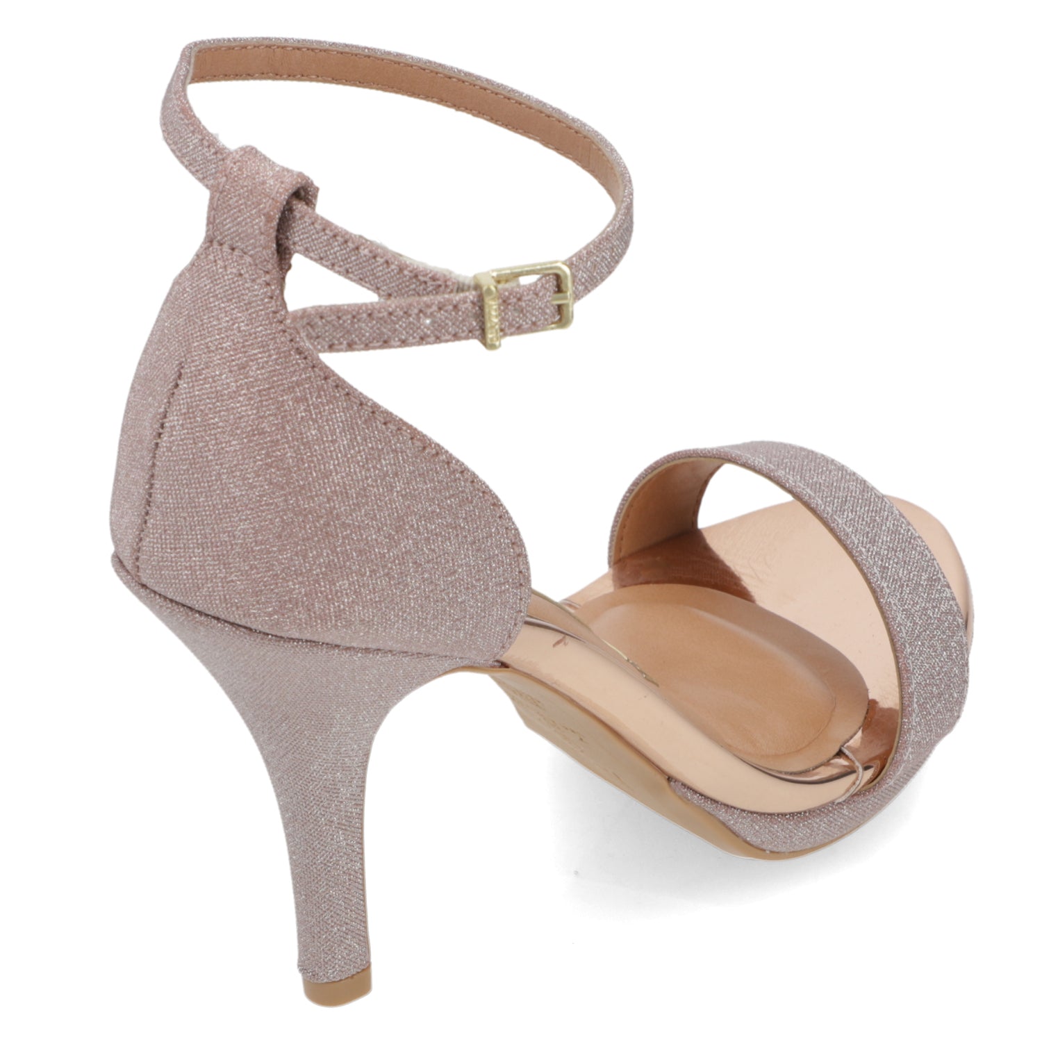 Sandalia Taco Aguja Alto Rose Gold Vizzano Textil Glitter 34 / Rose Gold