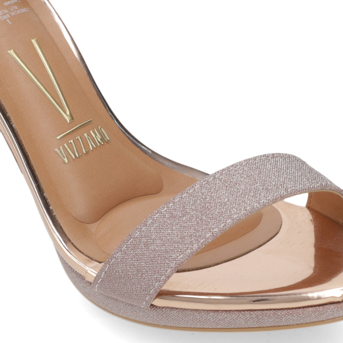 Sandalia Taco Aguja Alto Rose Gold Vizzano Textil Glitter 34 / Rose Gold