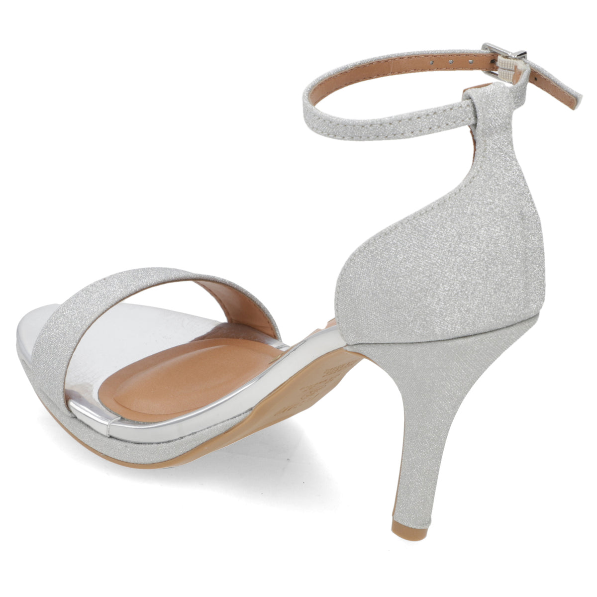Sandalia Taco Aguja Alto Plateado Vizzano Textil Glitter 34 / Plateado