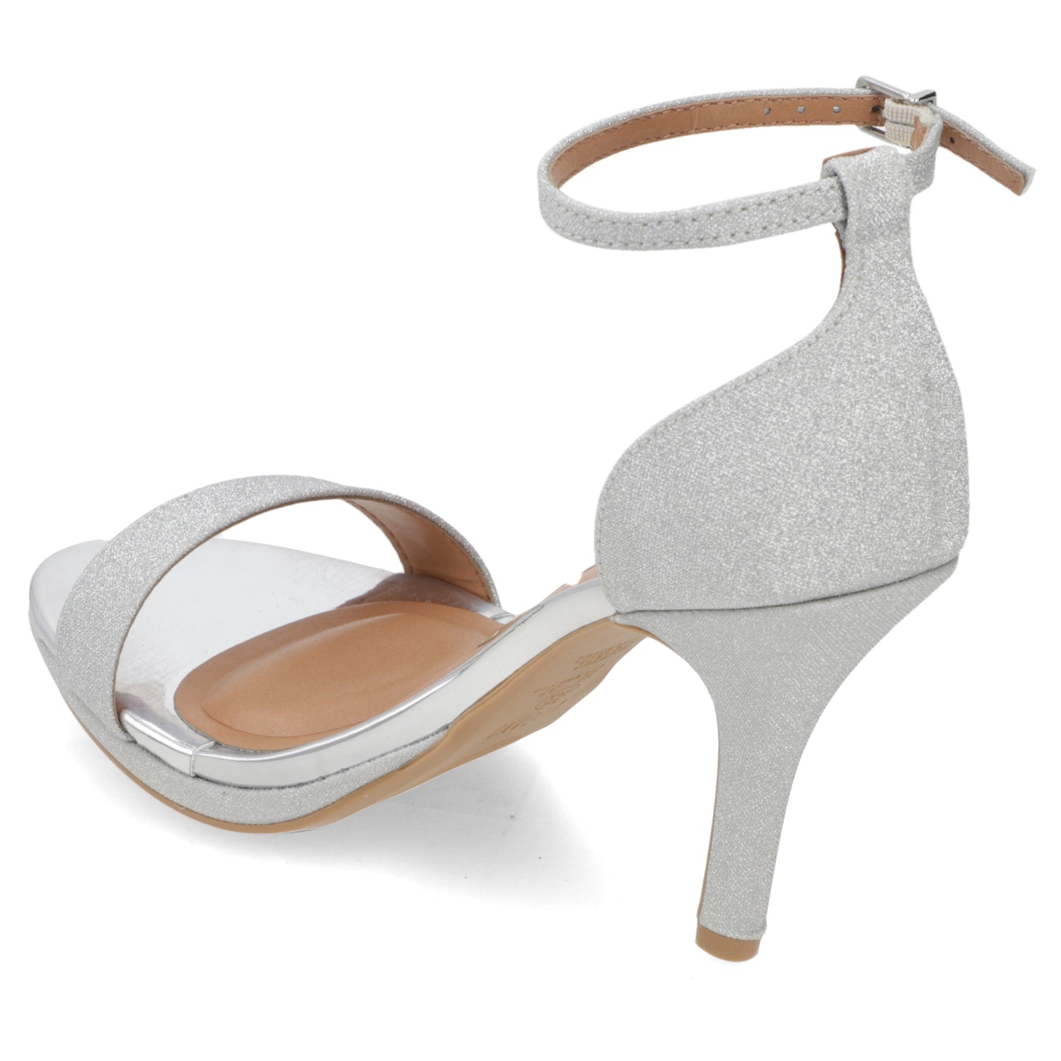 Sandalia Taco Aguja Alto Plateado Vizzano Textil Glitter 34 / Plateado