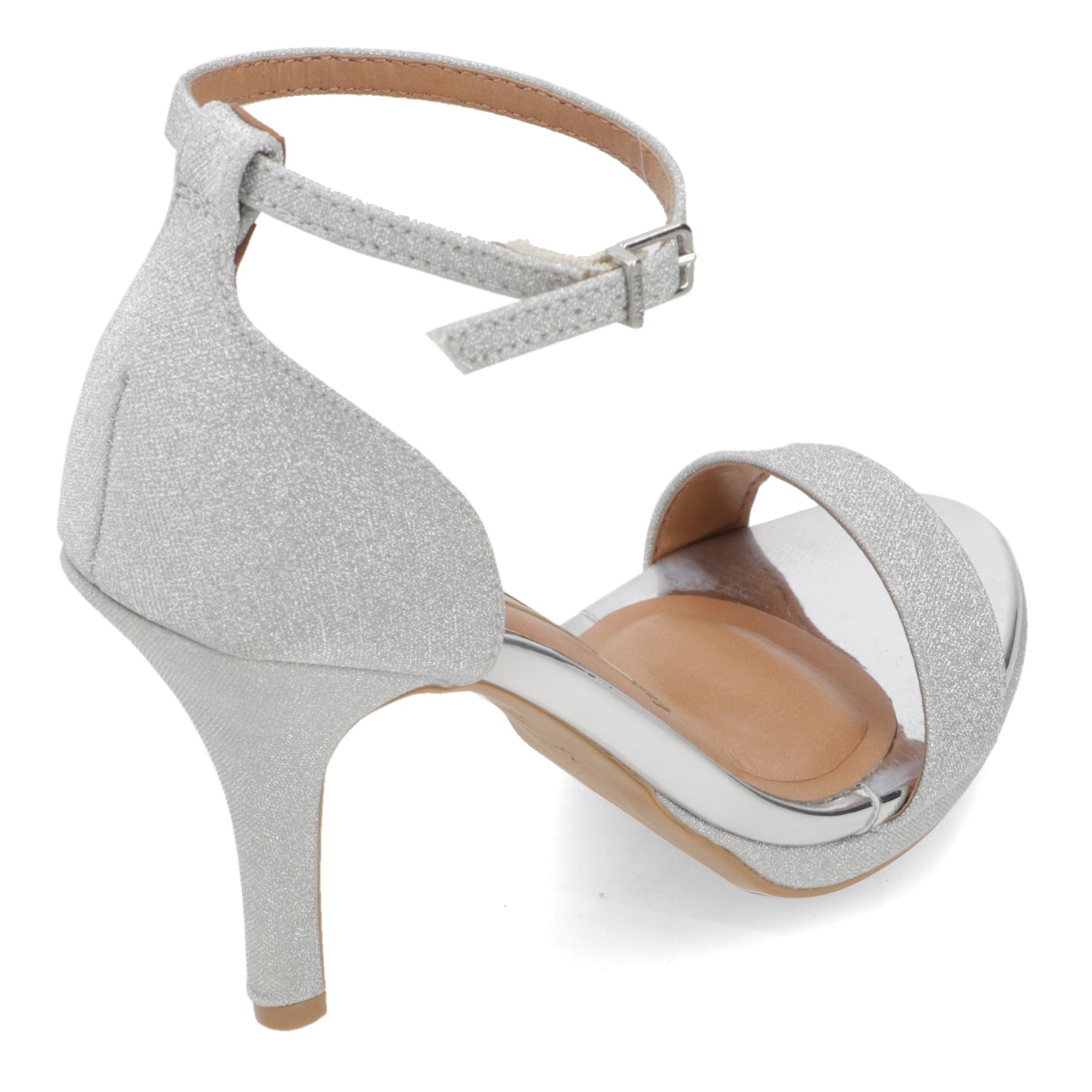 Sandalia Taco Aguja Alto Plateado Vizzano Textil Glitter 34 / Plateado