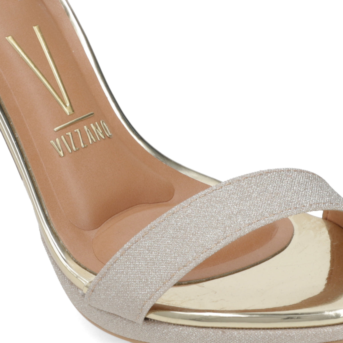 Sandalia Taco Aguja Alto Dorado Vizzano Textil Glitter 34 / Dorado