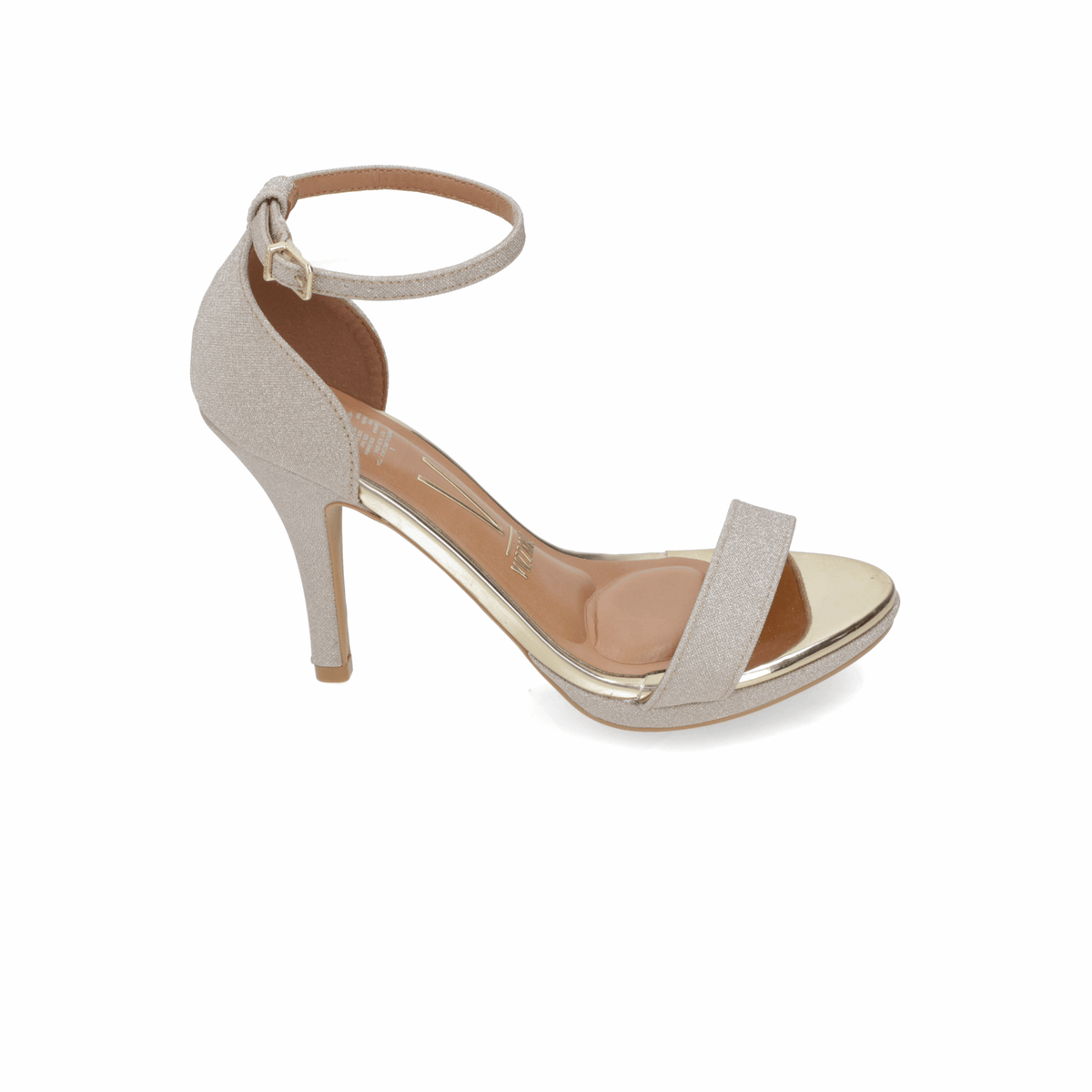 Sandalia Taco Aguja Alto Dorado Vizzano Textil Glitter 34 / Dorado