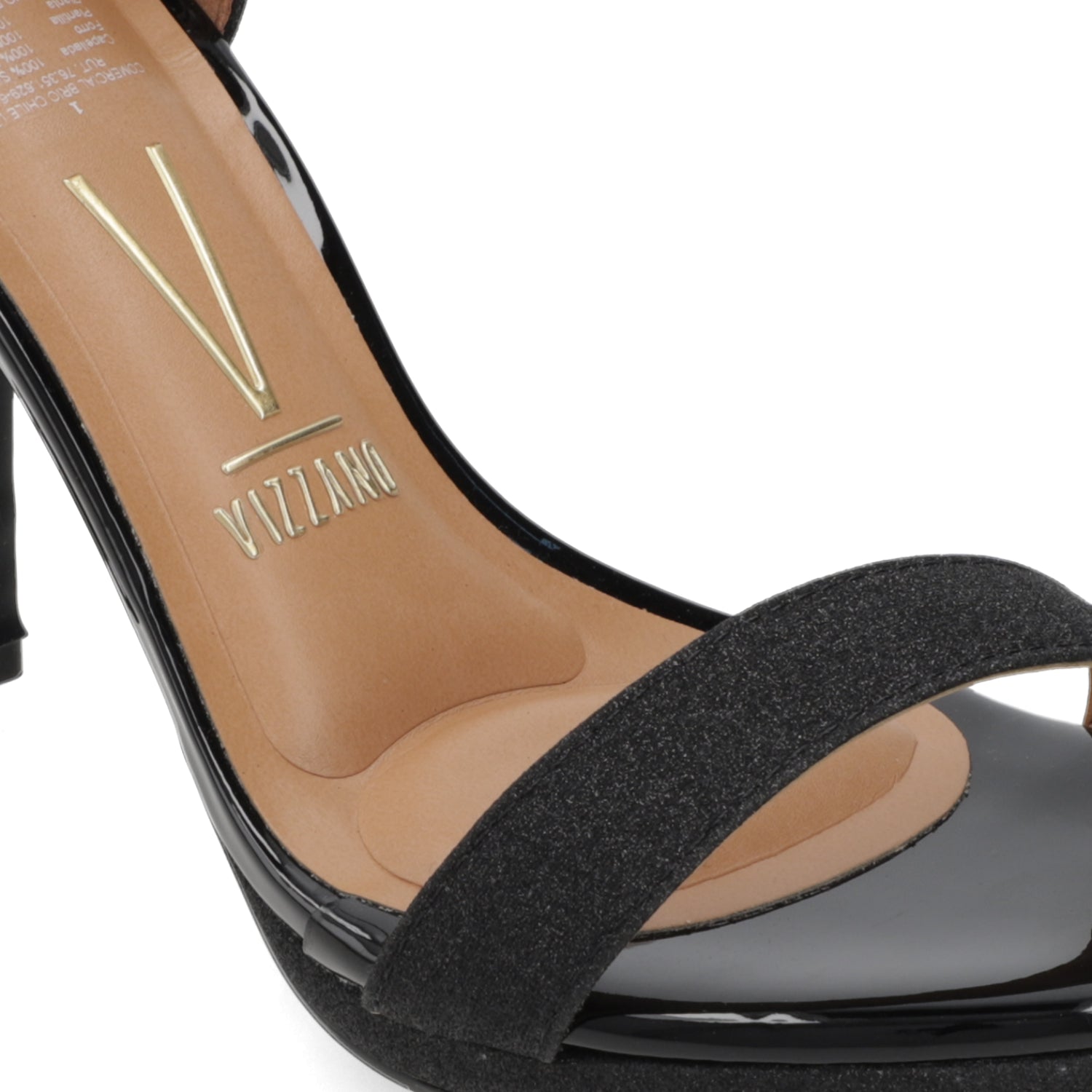 Sandalia Taco Aguja Alto Negro Vizzano Textil Glitter 34 / Negro