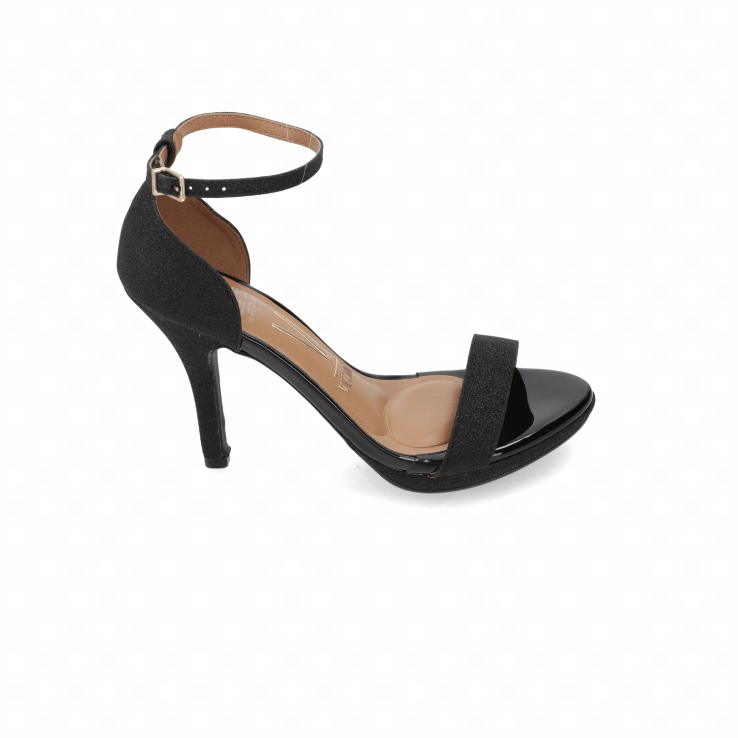 Sandalia Taco Aguja Alto Negro Vizzano Textil Glitter 34 / Negro