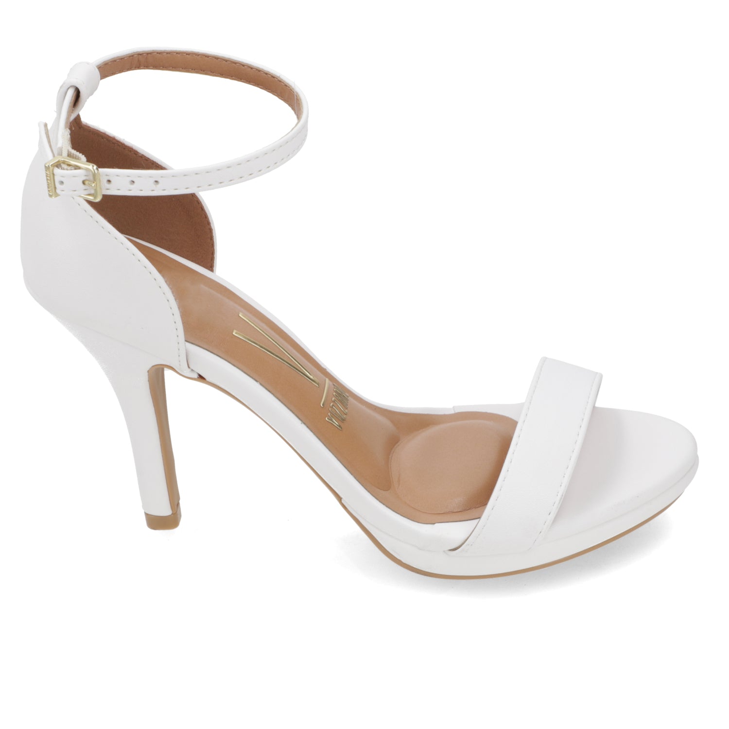 Sandalia Taco Aguja Alto Blanco Vizzano Ecocuero 34 / Blanco